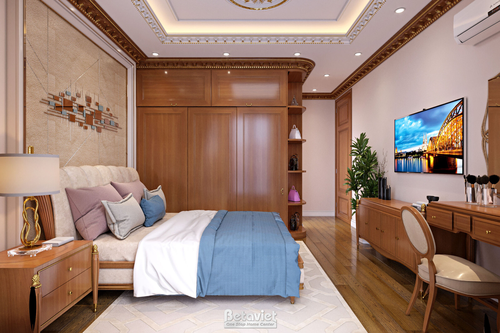 Nội thất phòng ngủ biệt thự tân cổ điển NT21079 – góc nhìn 8