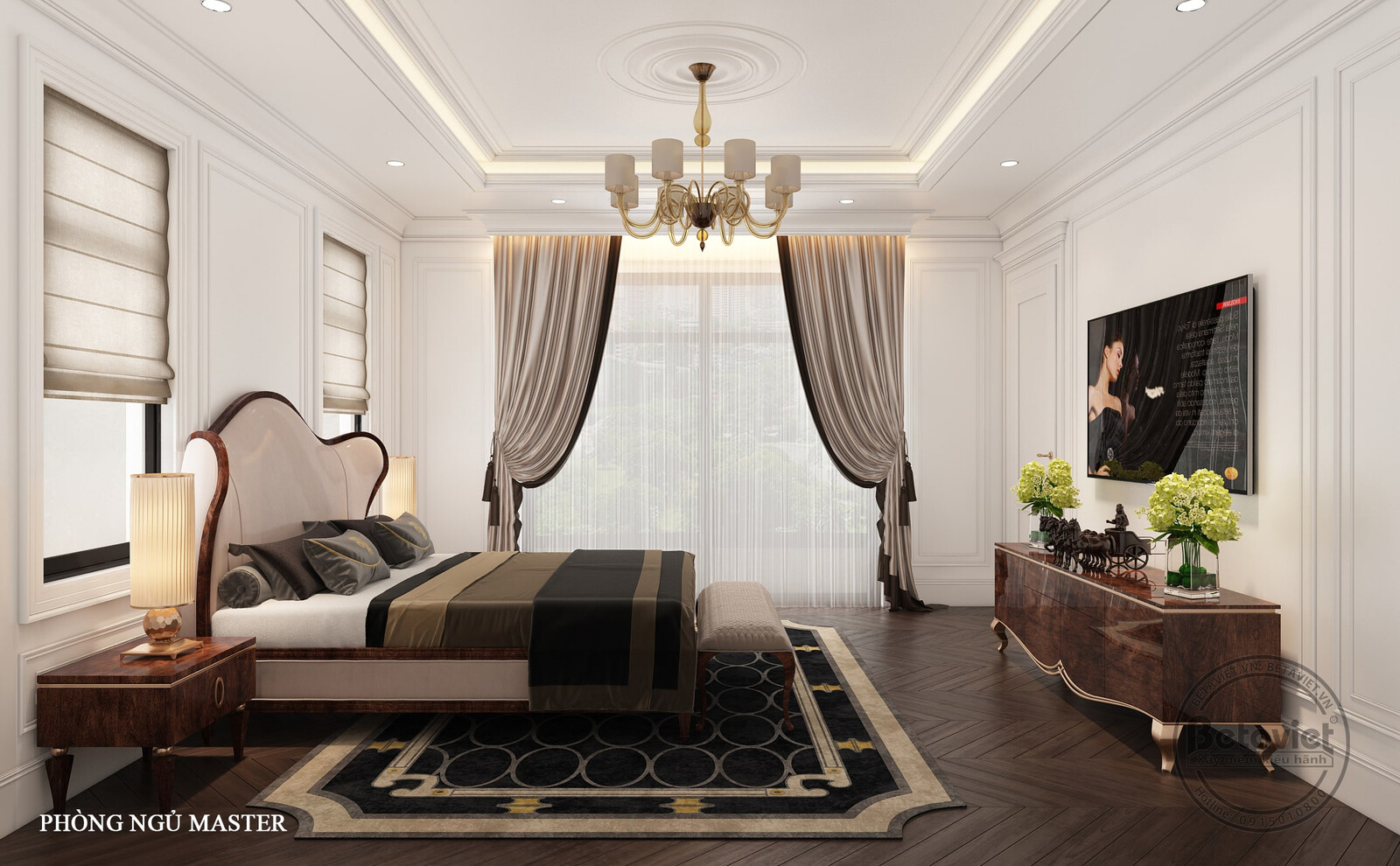 Nội thất phòng ngủ dinh thự tân cổ điển KT18041 – góc nhìn 3