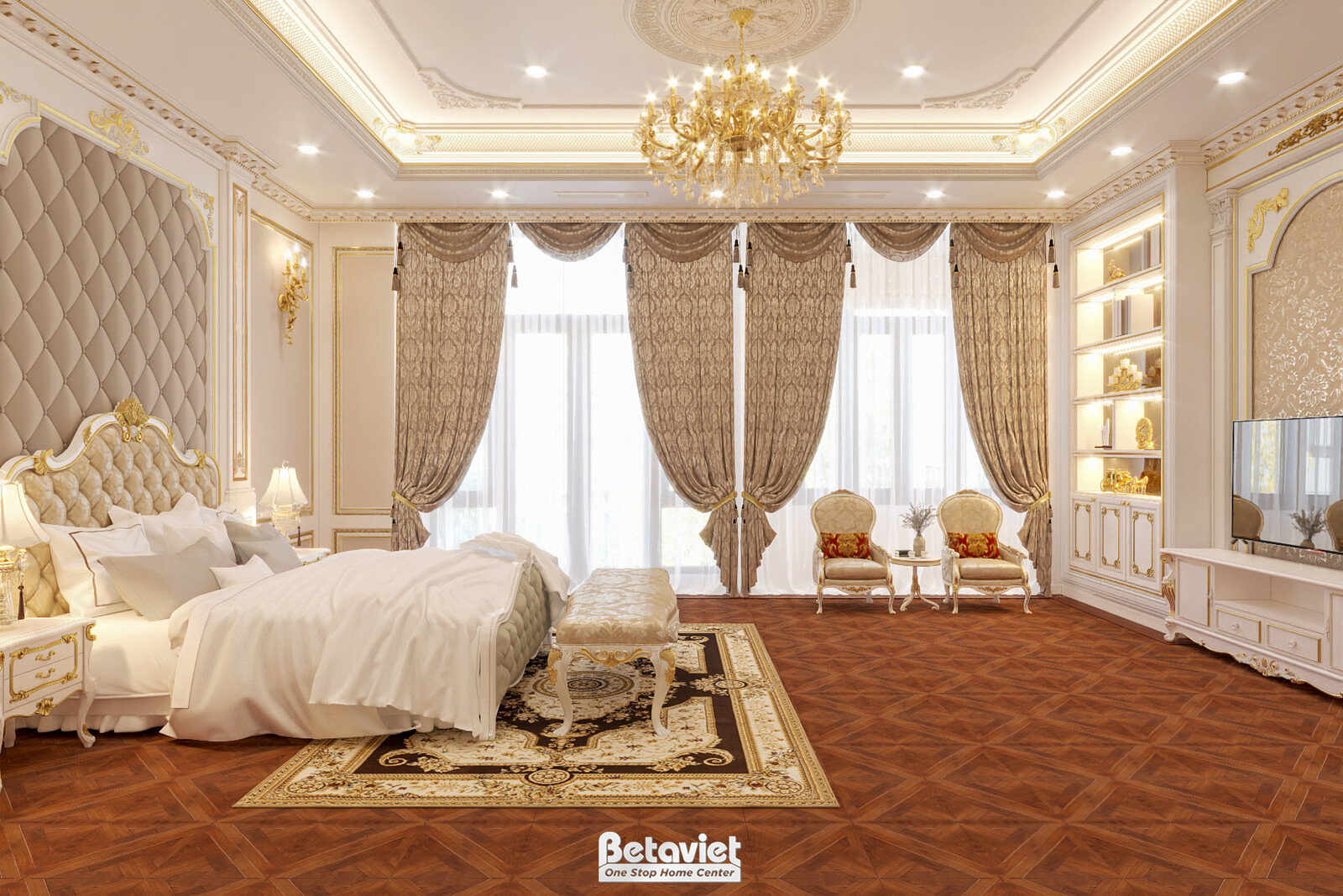 Nội thất phòng ngủ biệt thự cổ điển KT22059 – góc nhìn 9