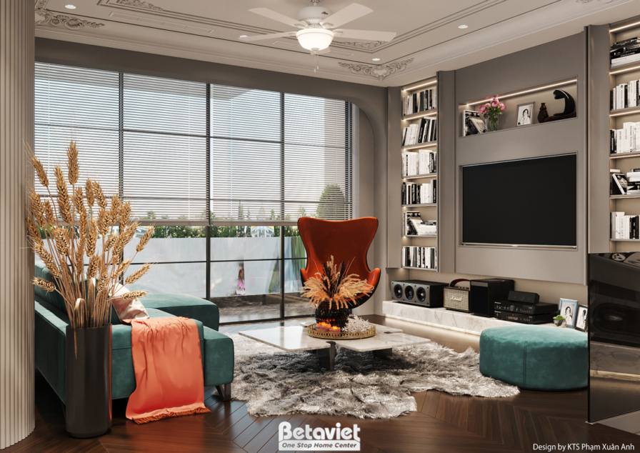 Nội thất phòng sinh hoạt chung biệt thự hiện đại luxury NT24540 – góc nhìn 2
