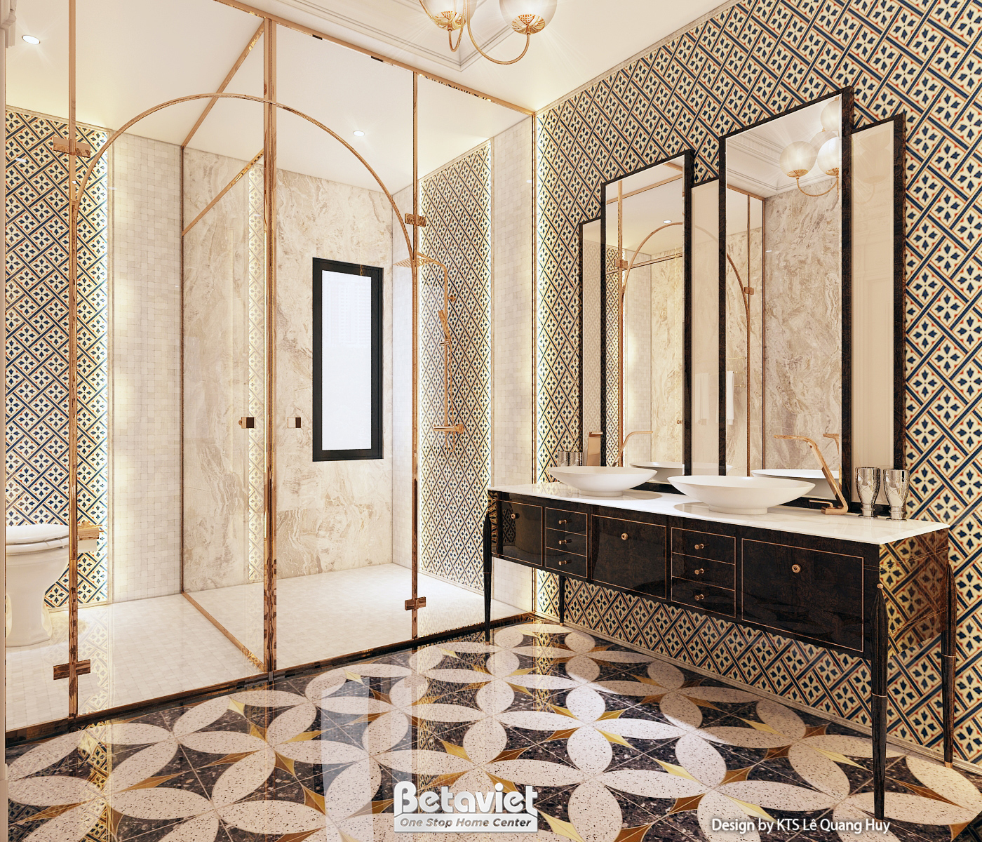 Thiết kế nội thất phòng tắm Art Deco KĐT Bình Minh NT24544