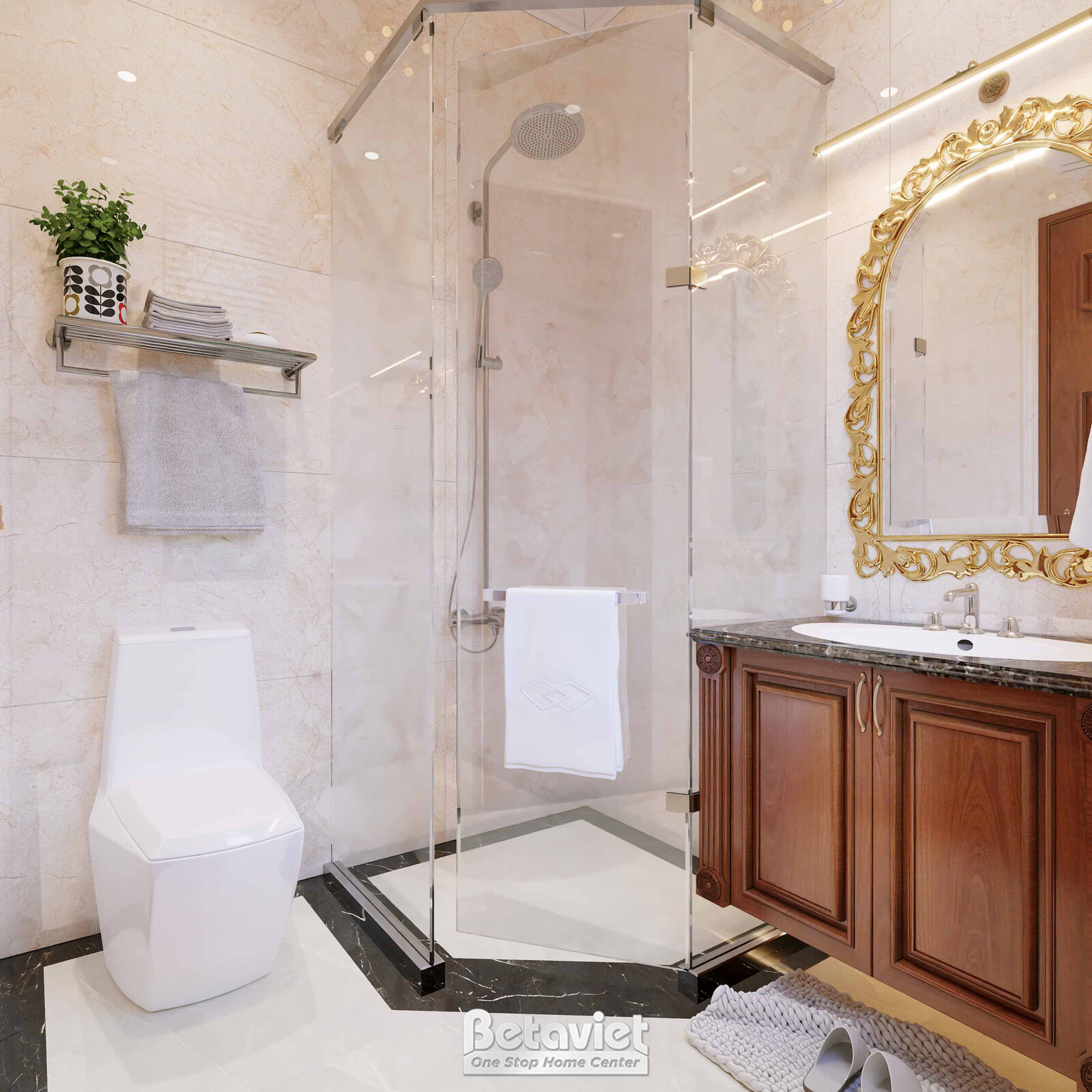 Nội thất phòng tắm biệt thự tân cổ điển KT23059 – góc nhìn 2