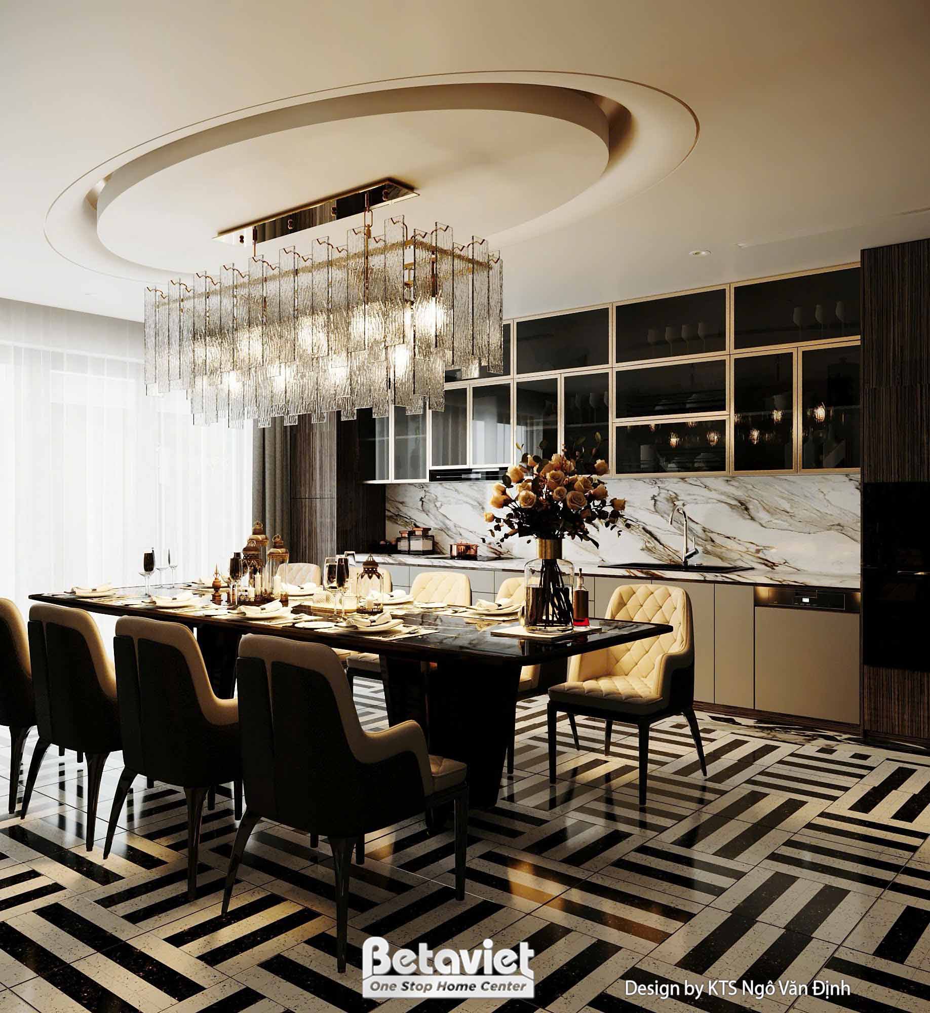 Thiết kế phòng ăn căn hộ penthouse hiện đại luxury NT24565