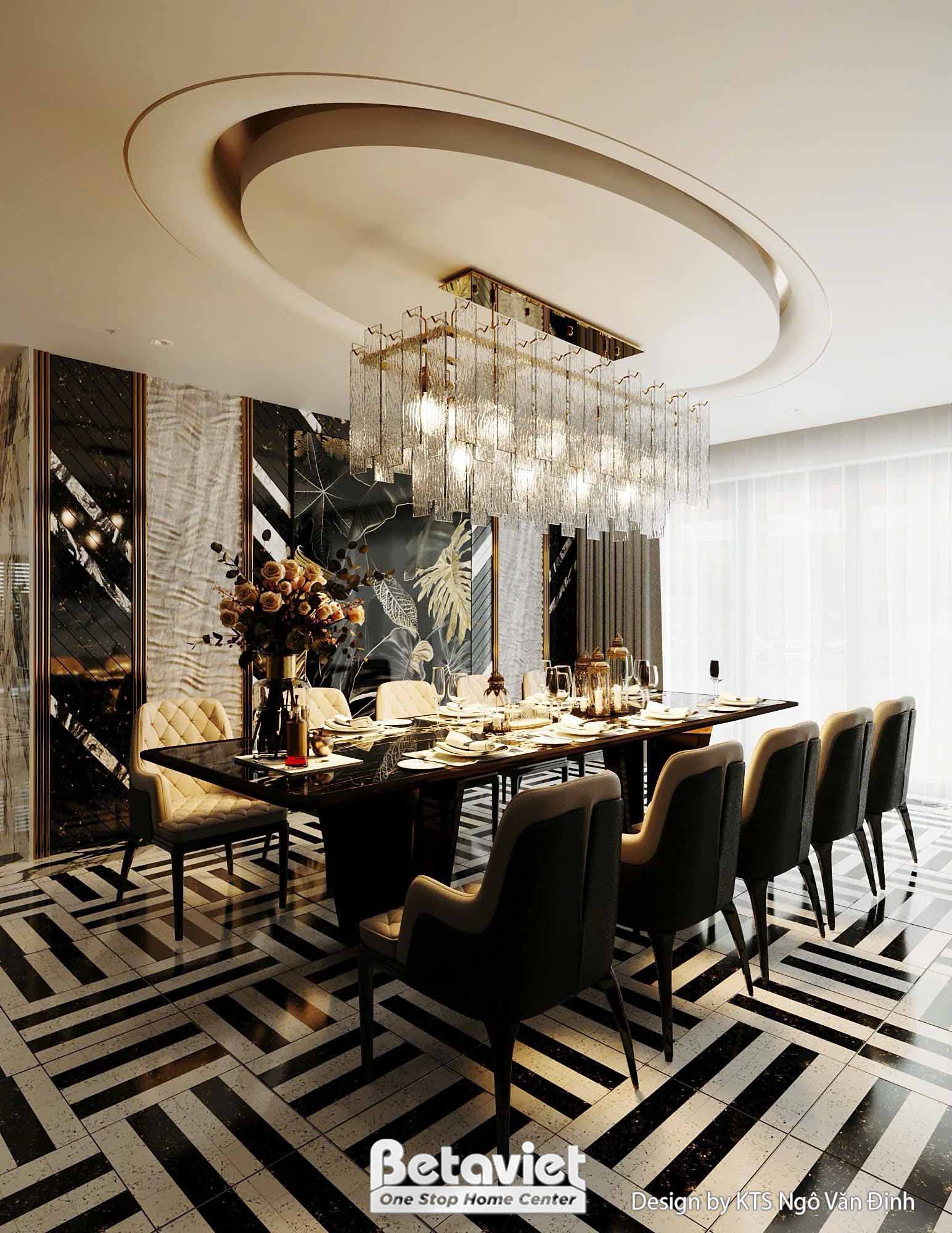 Thiết kế phòng ăn căn hộ penthouse hiện đại luxury NT24565