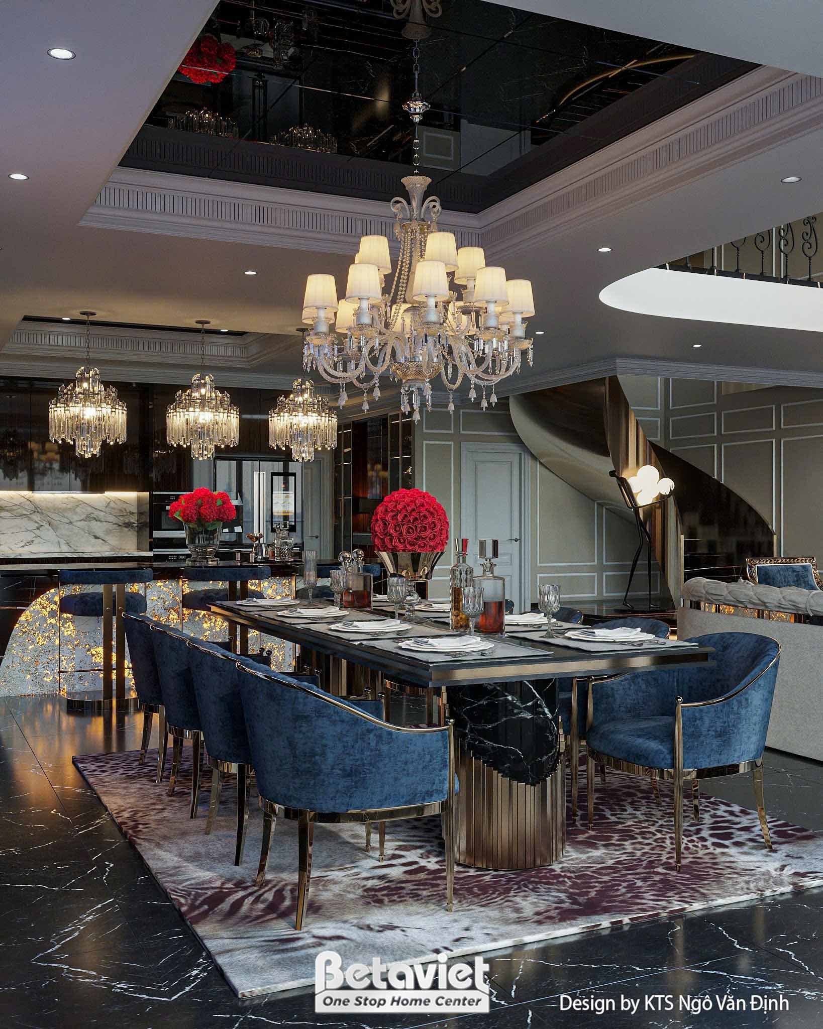 Thiết kế phòng ăn hiện đại luxury Penthouse Madarin Garden NT24575