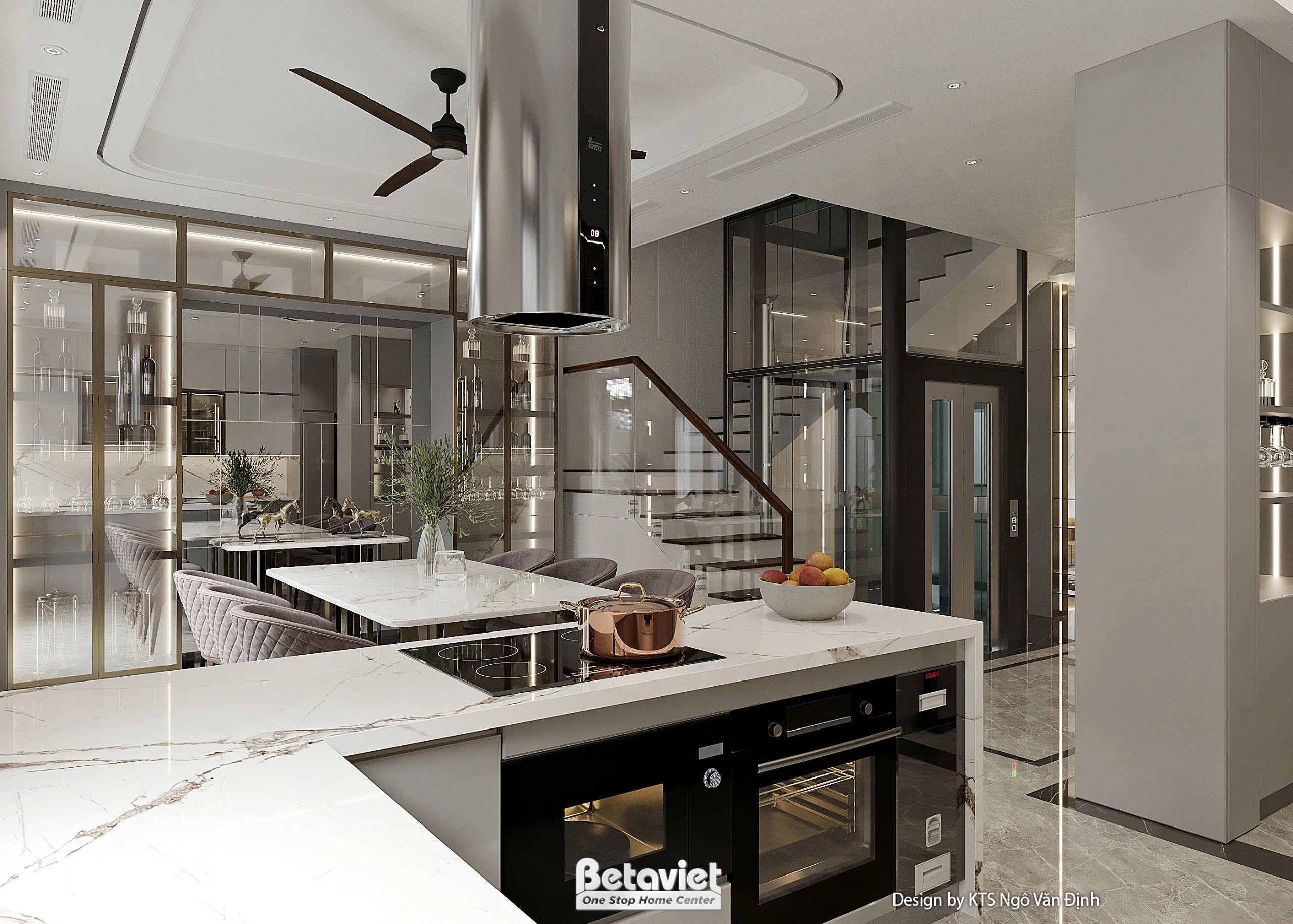 Thiết kế phòng bếp biệt thự hiện đại luxury KĐT Ciputra NT24576