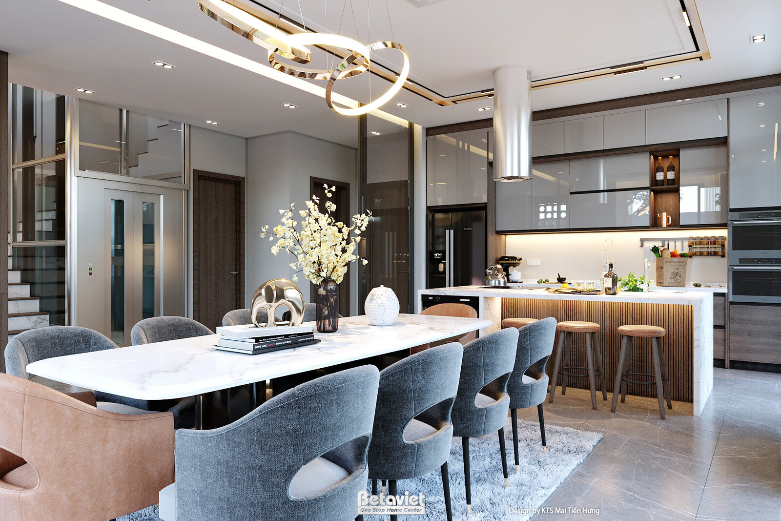 Nội thất phòng bếp biệt thự hiện đại NT24556 – góc nhìn 3