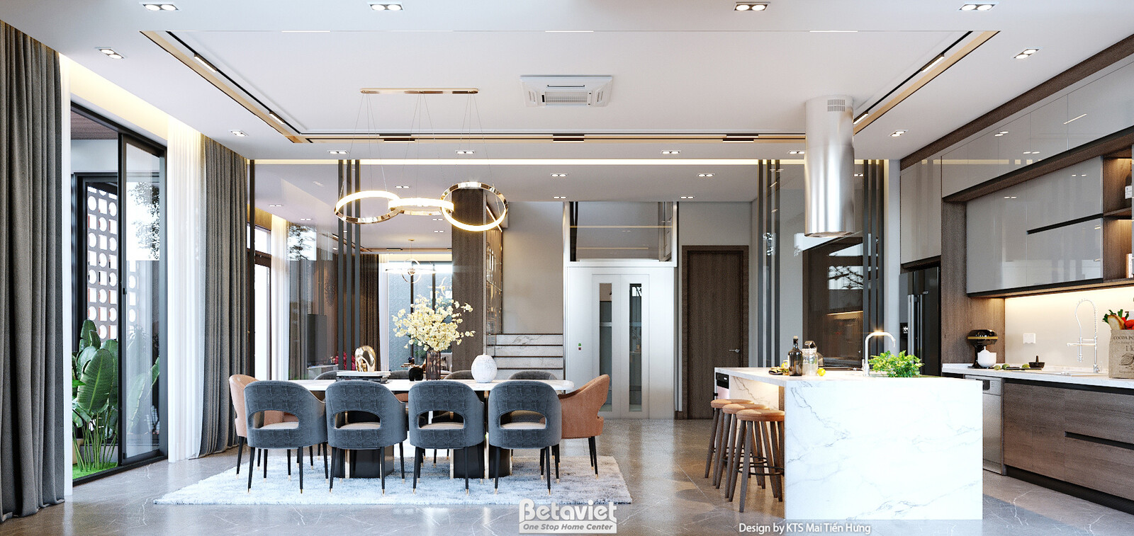 Nội thất phòng bếp biệt thự hiện đại NT24556 – góc nhìn 4