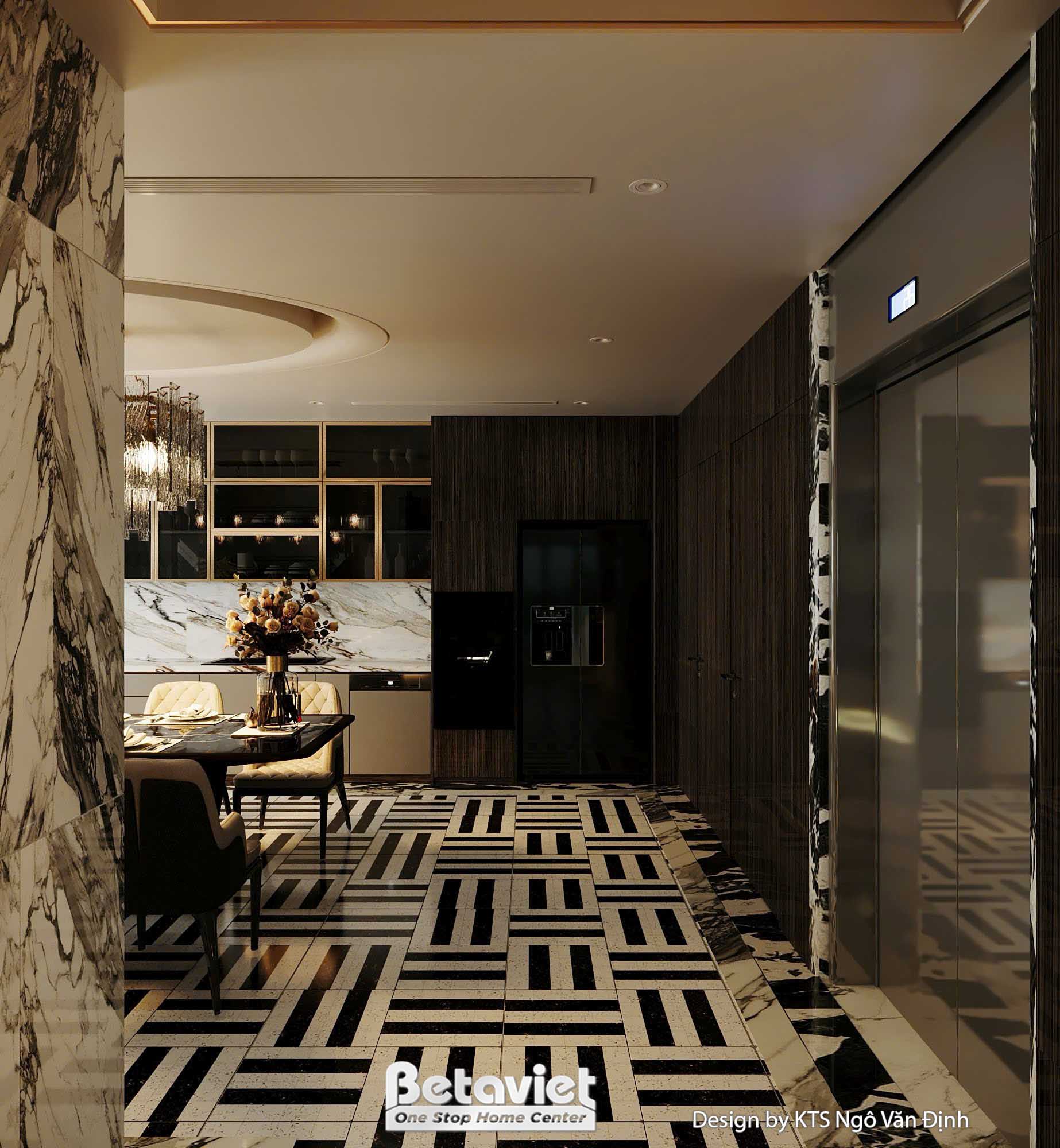 Thiết kế phòng bếp căn hộ penthouse hiện đại luxury NT24565