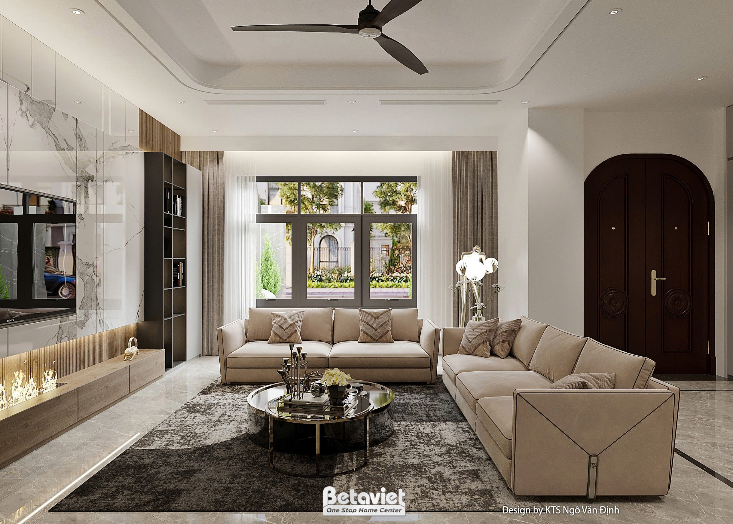 Thiết kế phòng khách biệt thự hiện đại luxury KĐT Ciputra NT24576