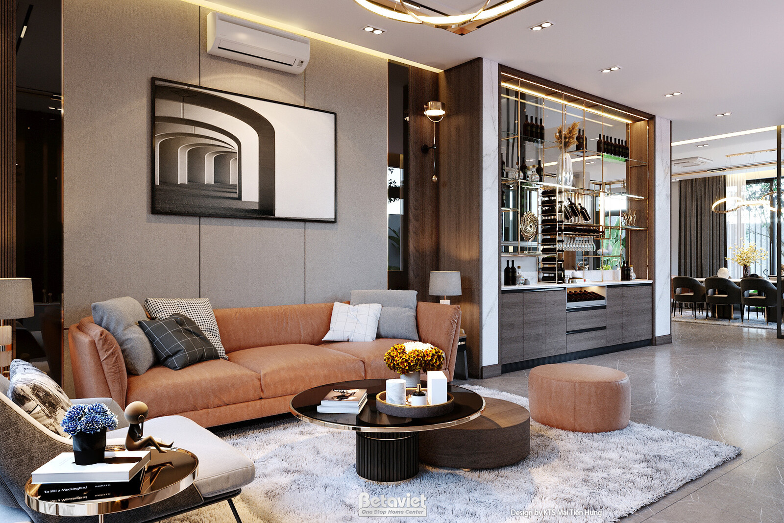 Nội thất phòng khách biệt thự hiện đại NT24556 – góc nhìn 4