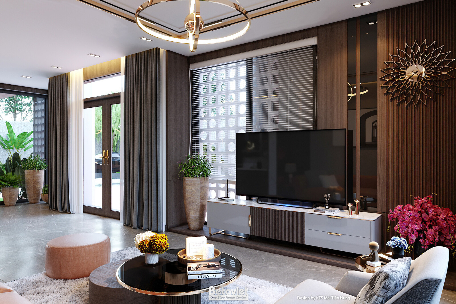 Nội thất phòng khách biệt thự hiện đại NT24556 – góc nhìn 5