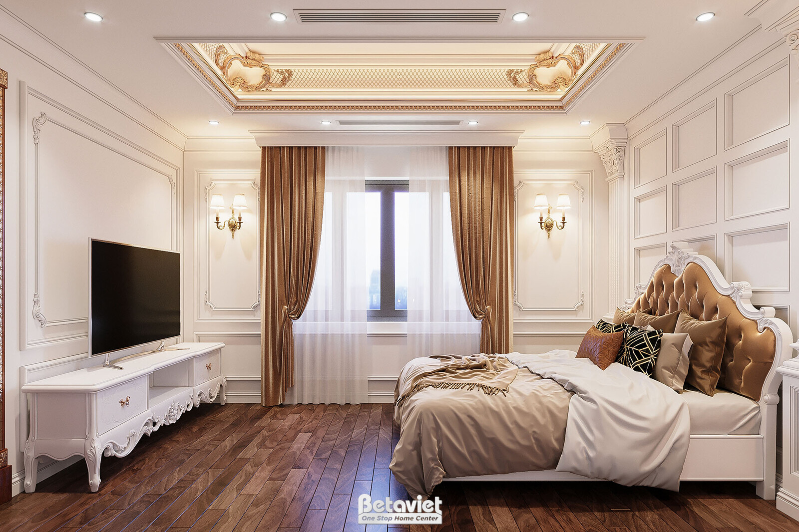 Nội thất phòng ngủ lâu đài tân cổ điển KT19099 – góc nhìn 3