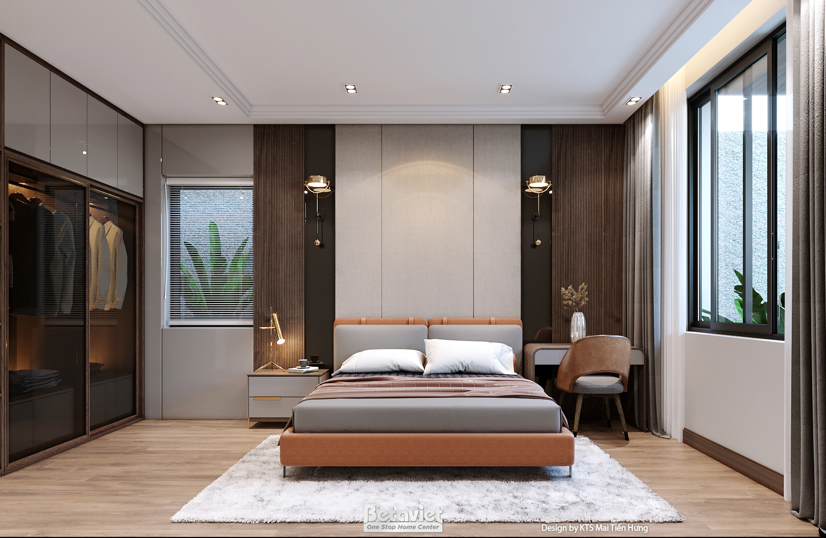 Thiết kế phòng ngủ biệt thự phong cách hiện đại NT24556