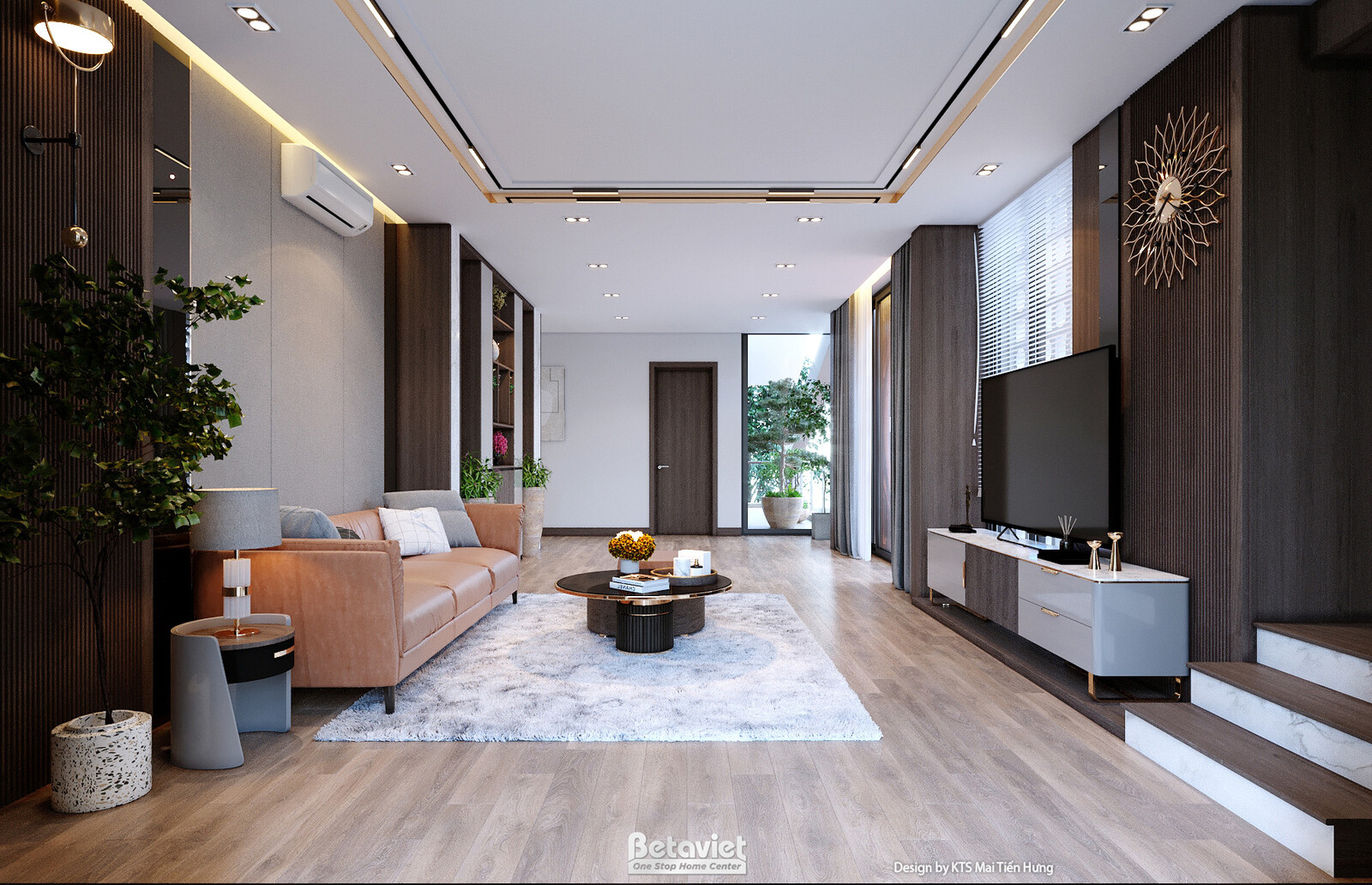 Nội thất phòng sinh hoạt chung biệt thự hiện đại NT24556 – góc nhìn 6