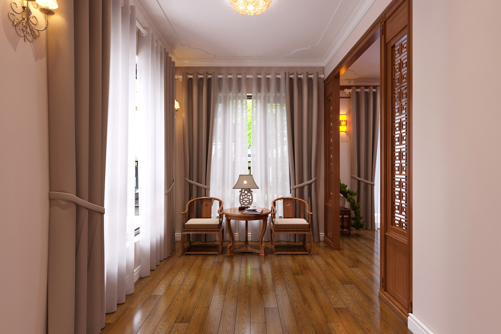 Nội thất sảnh biệt thự tân cổ điển NT21079 – góc nhìn 2