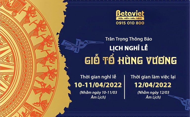 Thông báo lịch nghỉ lễ Giỗ Tổ Hùng Vương 2022