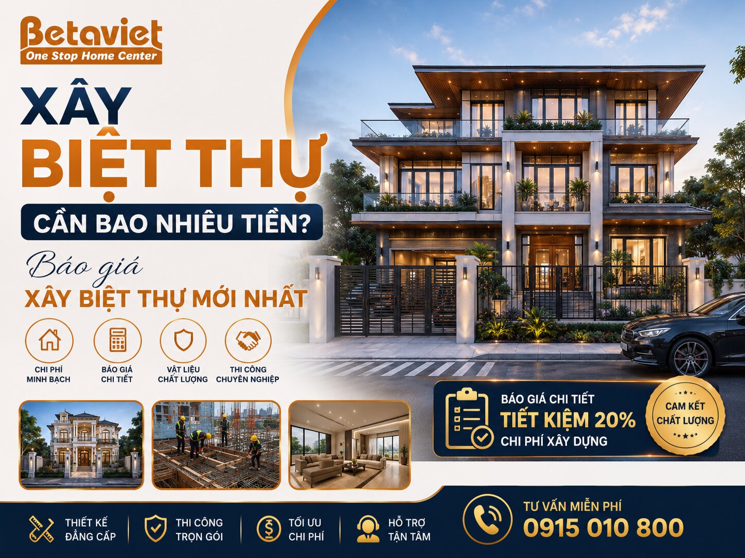 Xây Biệt Thự Cần Bao Nhiêu Tiền? Bảng Giá xây biệt thự Chi Tiết 2026