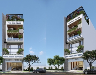 Mẫu tòa nhà văn phòng 6 tầng hiện đại 950m2 tại Hải Dương KT23316