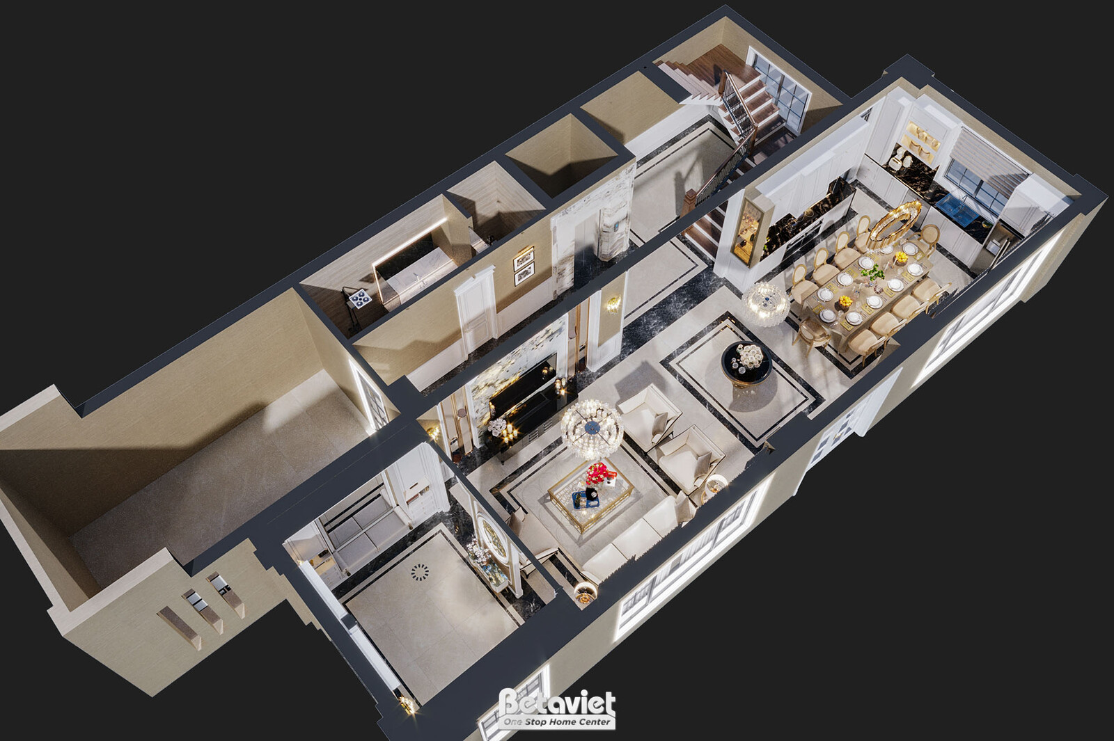 Nội thất lối vào biệt thự tân cổ điển NT24705 – góc nhìn 10