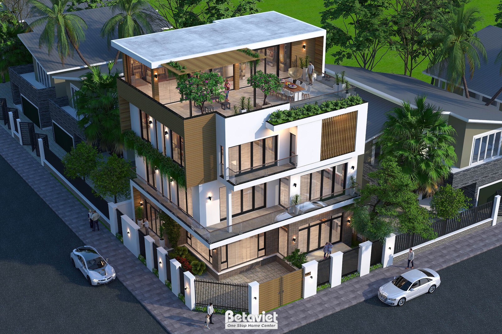 Biệt thự 4 tầng hiện đại luxury KT24737 – phối cảnh mặt tiền (4)