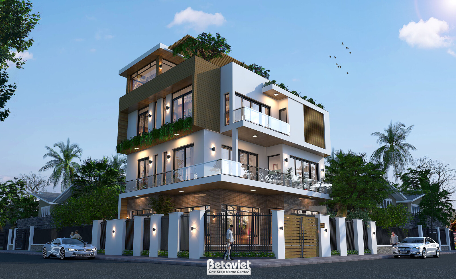 Biệt thự 4 tầng hiện đại luxury KT24737 – phối cảnh mặt tiền (2)