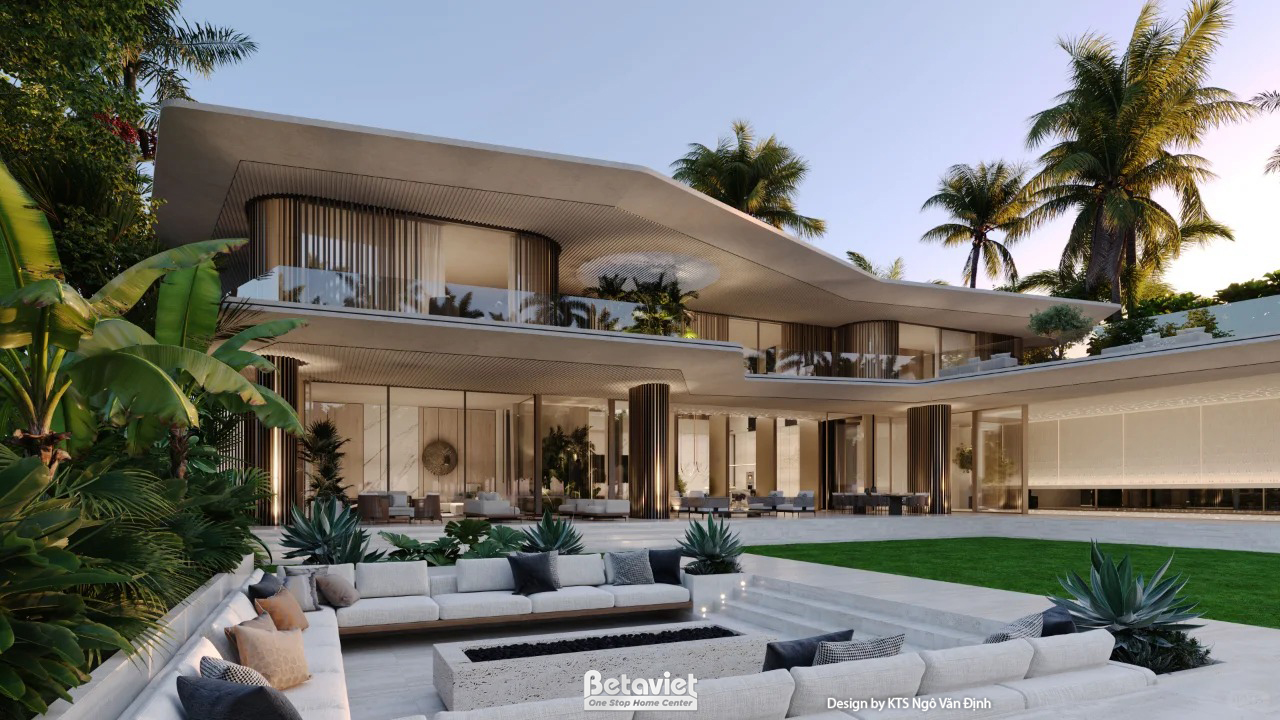 Thiết kế mẫu biệt thự hiện đại 1000m2 thiết kế sân vườn tại Hà Nội KT24715