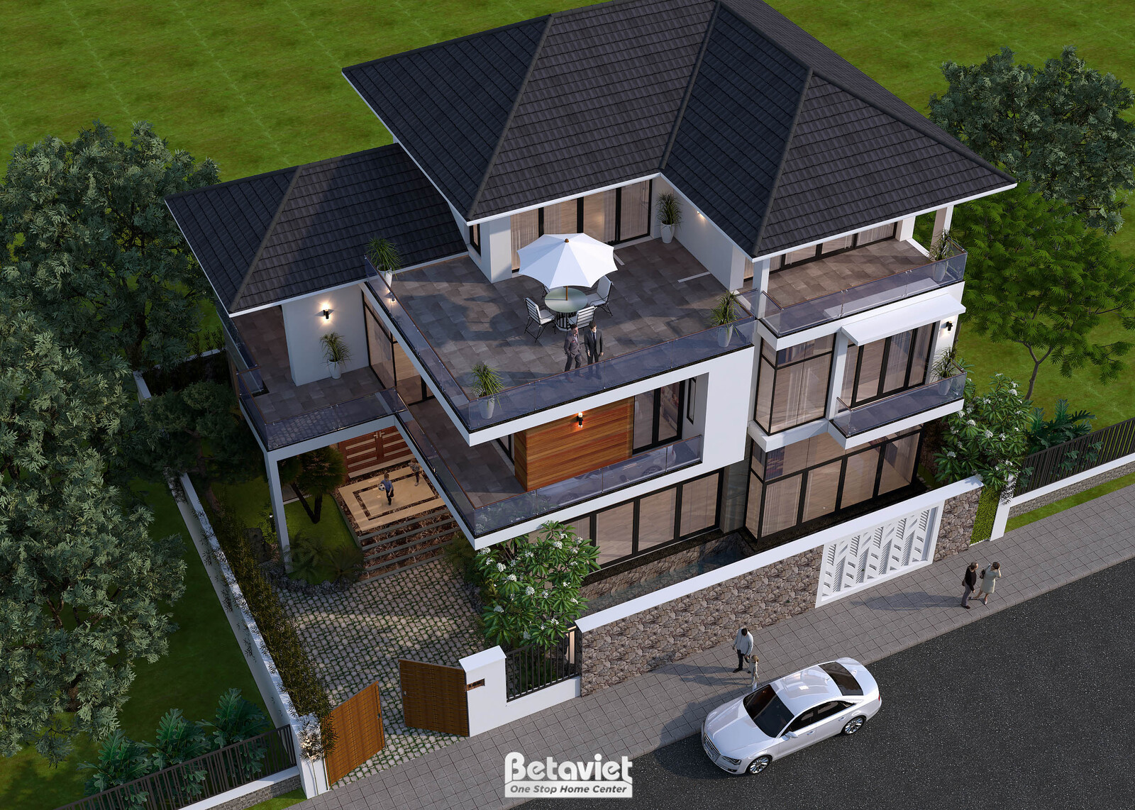 Biệt thự 3 tầng hiện đại KT24735 – phối cảnh mặt tiền (3)