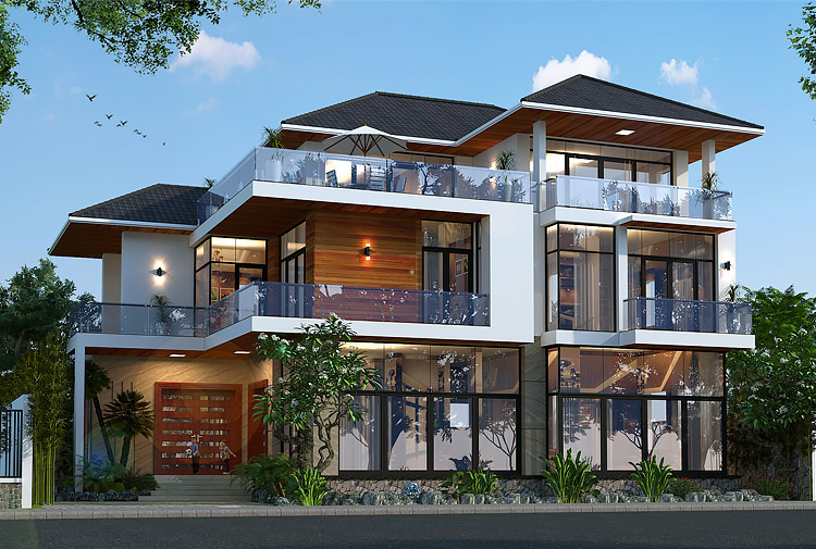 Mẫu biệt thự hiện đại mái Nhật 600m2 tại Bắc Ninh - Betaviet KT24735