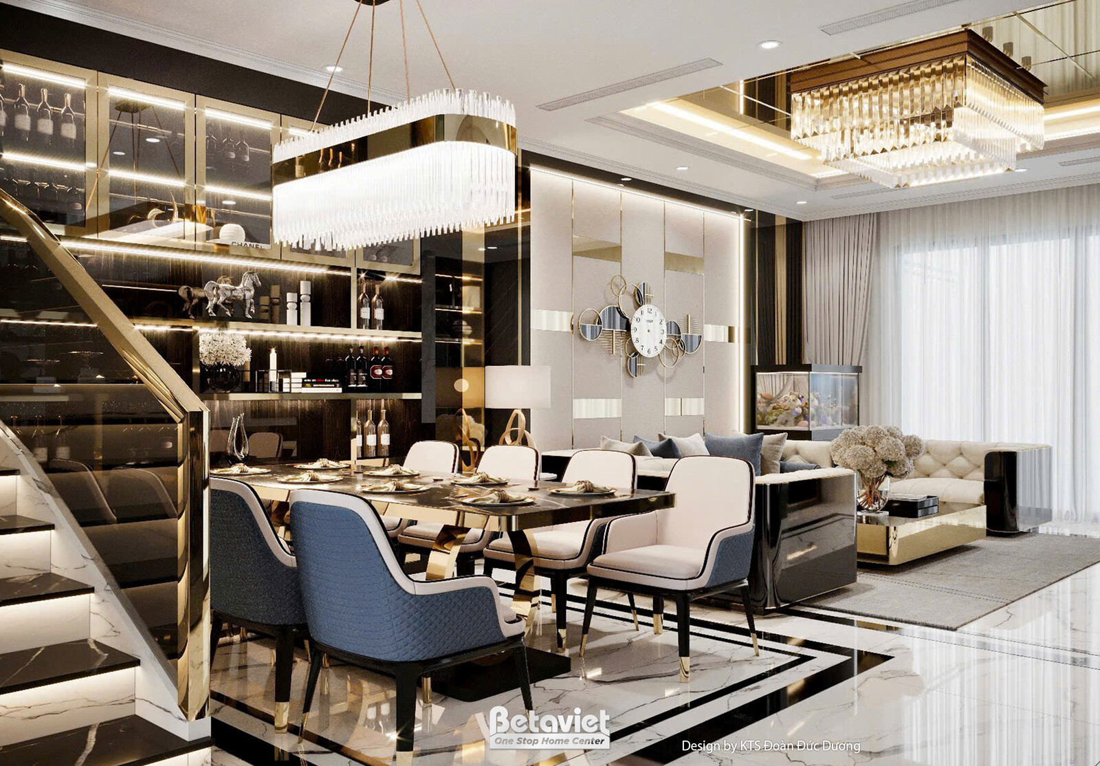 Nội thất phòng ăn biệt thự hiện đại luxury NT24583 – góc nhìn 2