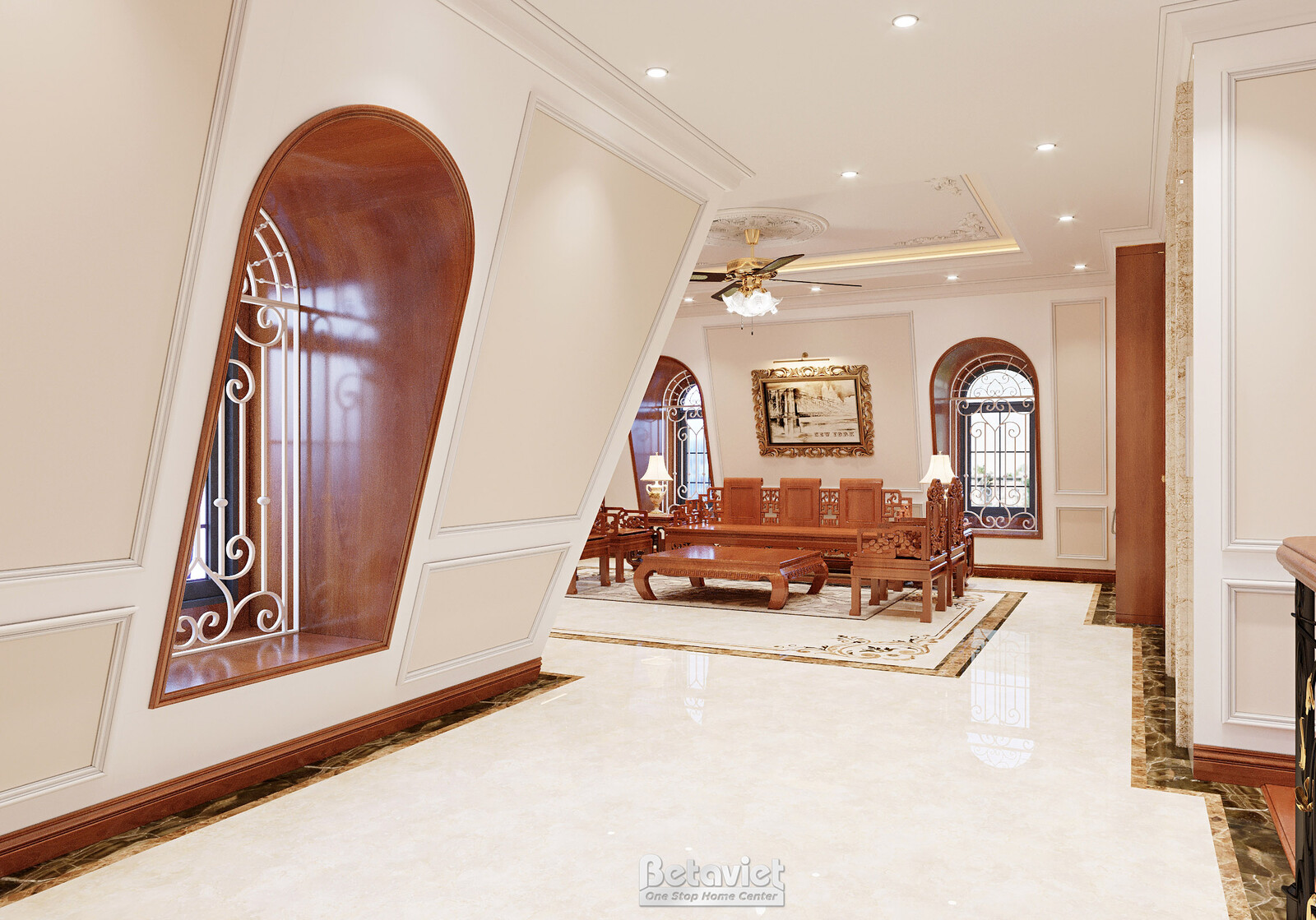 Nội thất phòng làm việc - học tập biệt thự tân cổ điển KT22214 – góc nhìn 4