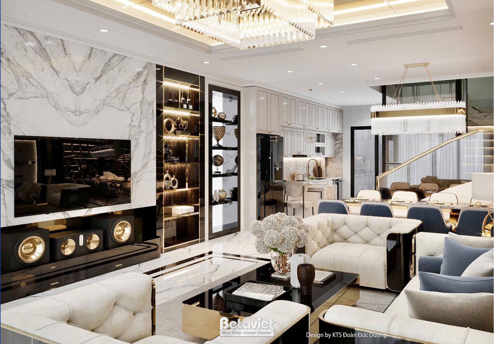 Nội thất phòng khách biệt thự hiện đại luxury NT24583 – góc nhìn 3