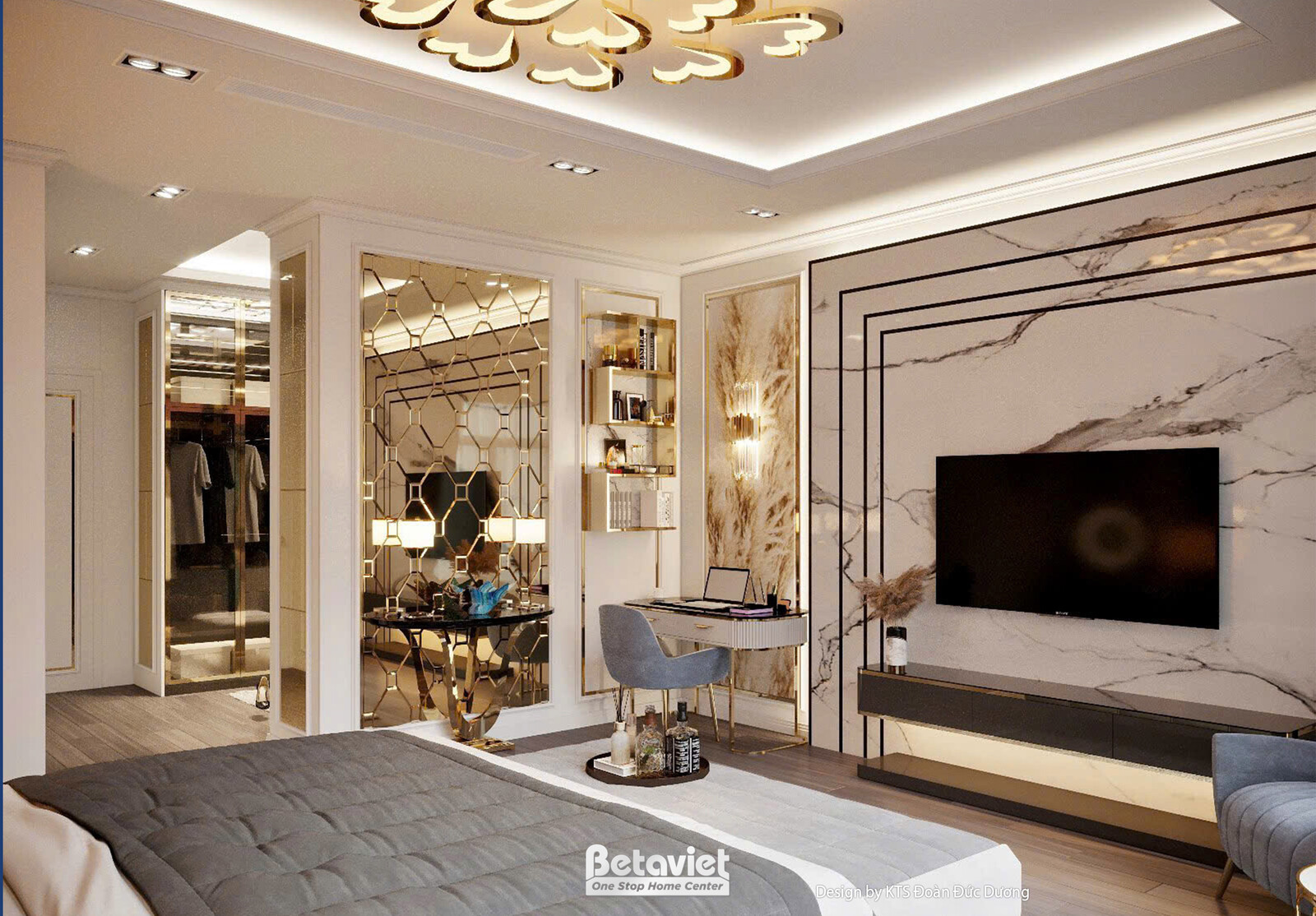 Nội thất phòng ngủ biệt thự hiện đại luxury NT24583 – góc nhìn 3