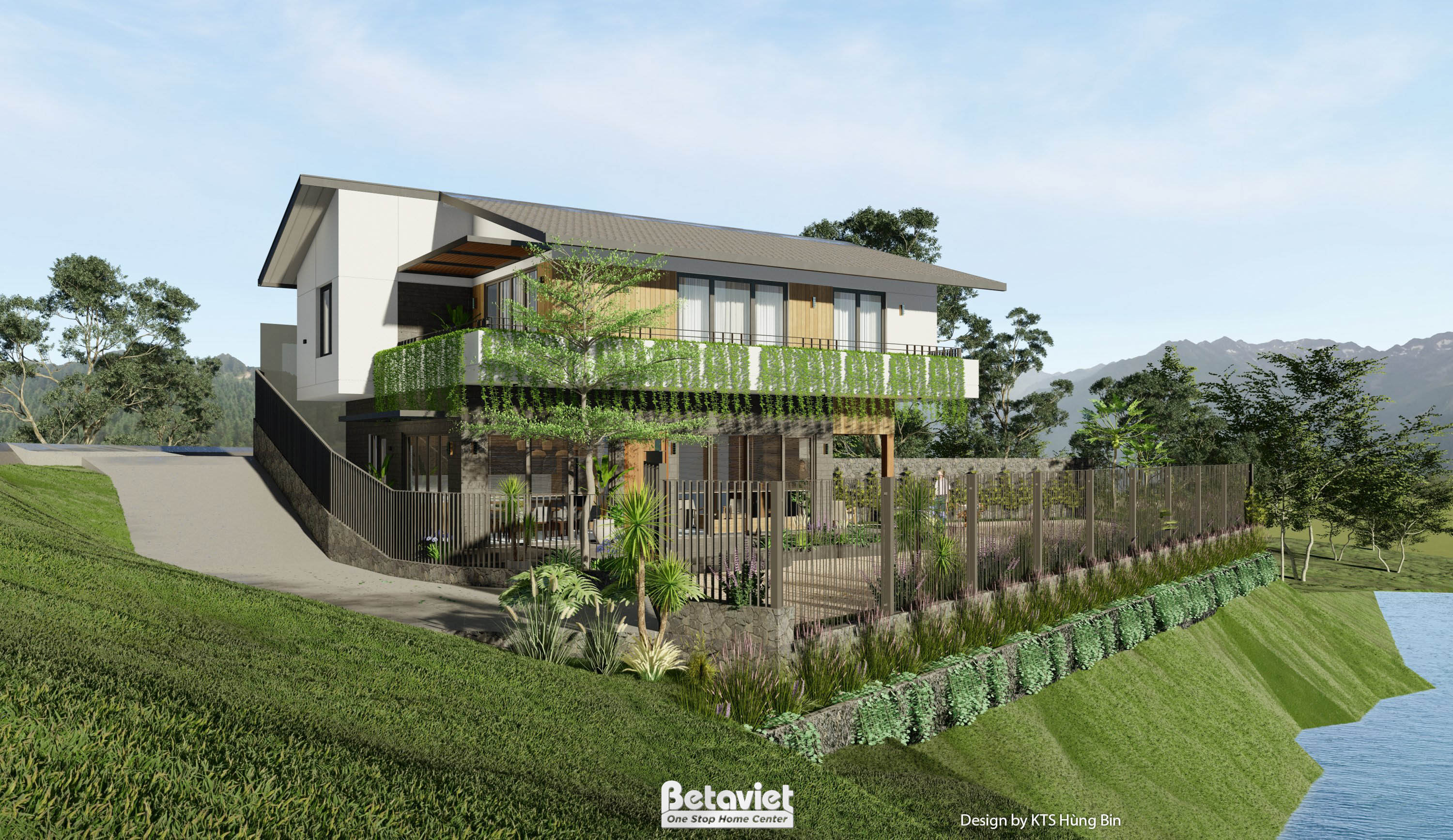 Mẫu thiết kế biệt thự kiểu Nhật 2 tầng Tropical Modern tại Hòa Bình KT24594