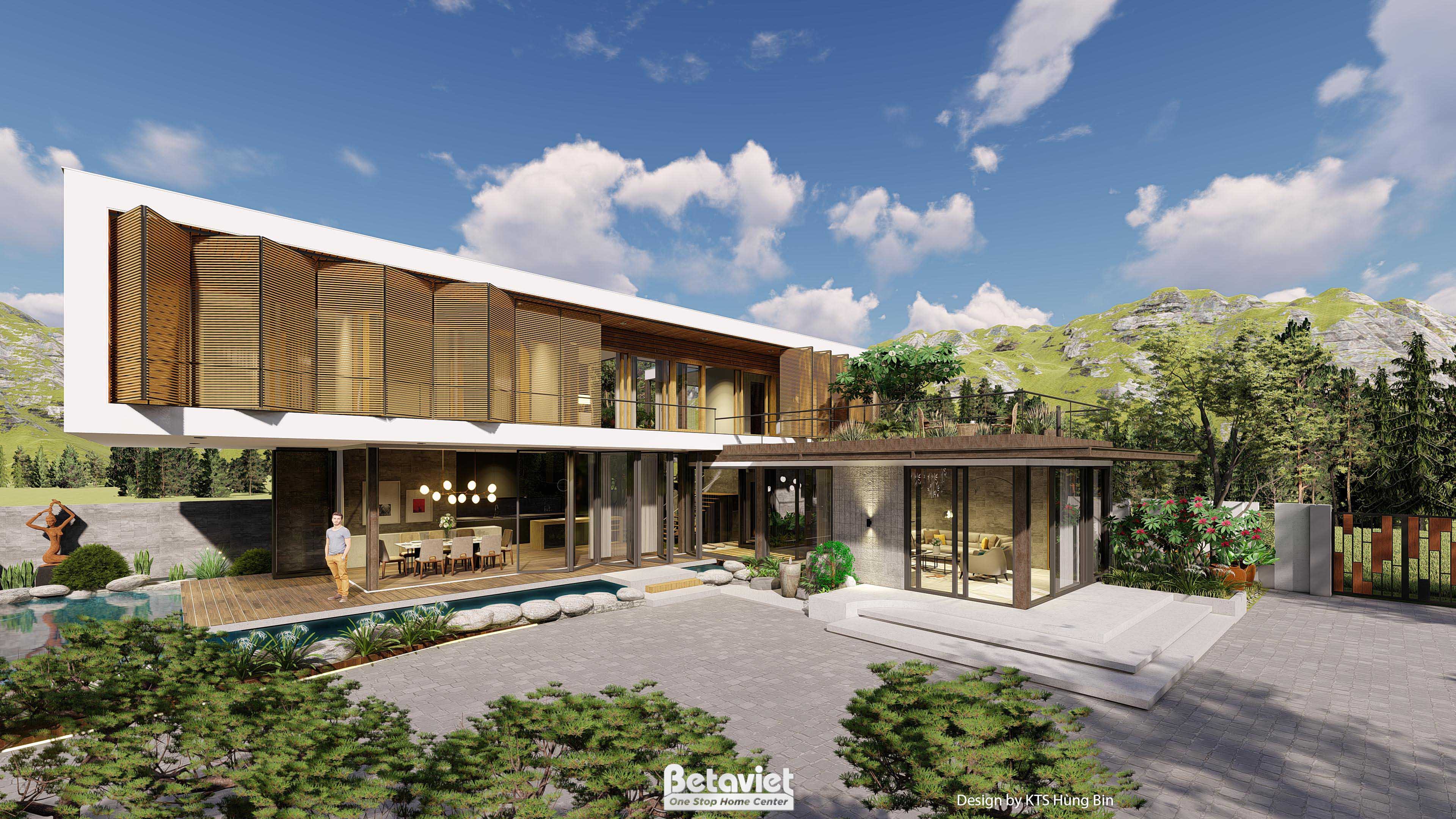 Mẫu thiết kế biệt thự nhà vườn 2 tầng Tropical Modern nghỉ dưỡng KT24596