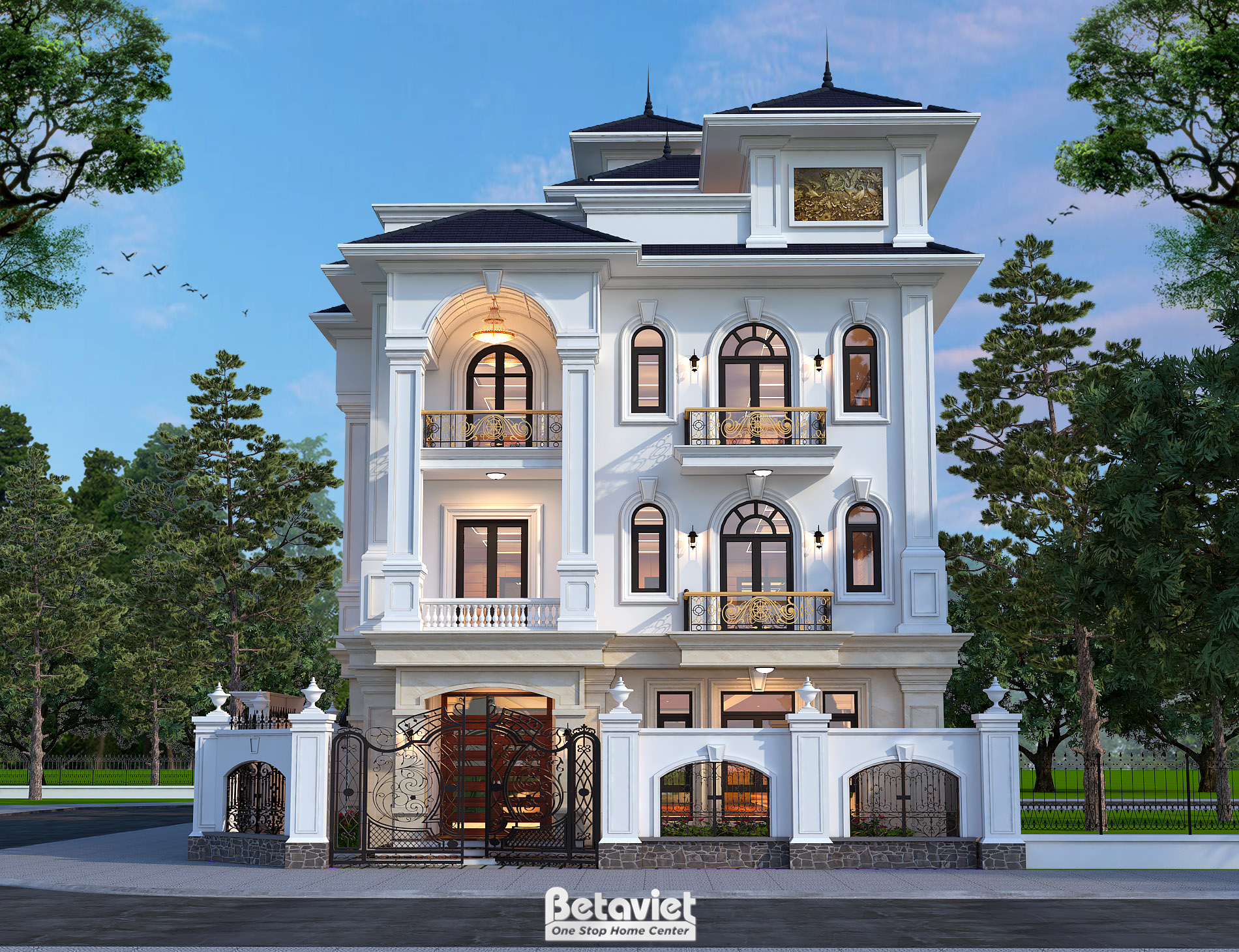 Mẫu thiết kế kiến trúc biệt thự 3 tầng tân cổ điển tại TP Hồ Chí Minh KT23017