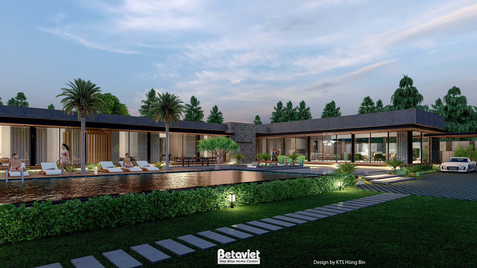 Biệt thự 1 tầng hiện đại luxury KT24592 – sân vườn và hồ bơi (2)
