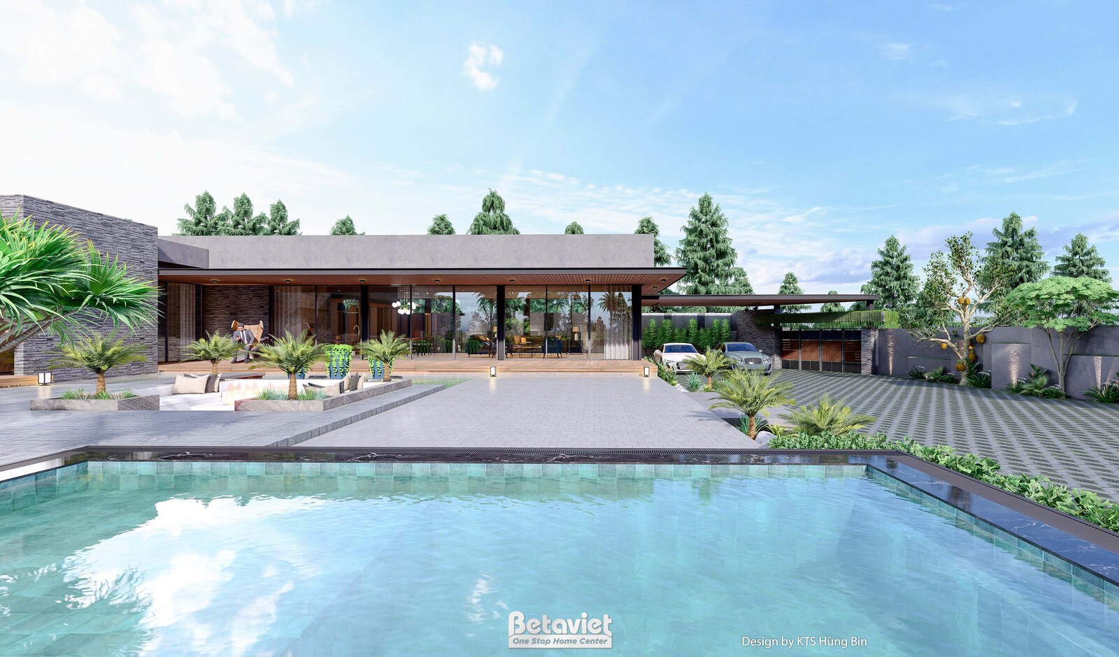 Biệt thự 1 tầng hiện đại luxury KT24592 – sân vườn và hồ bơi (3)