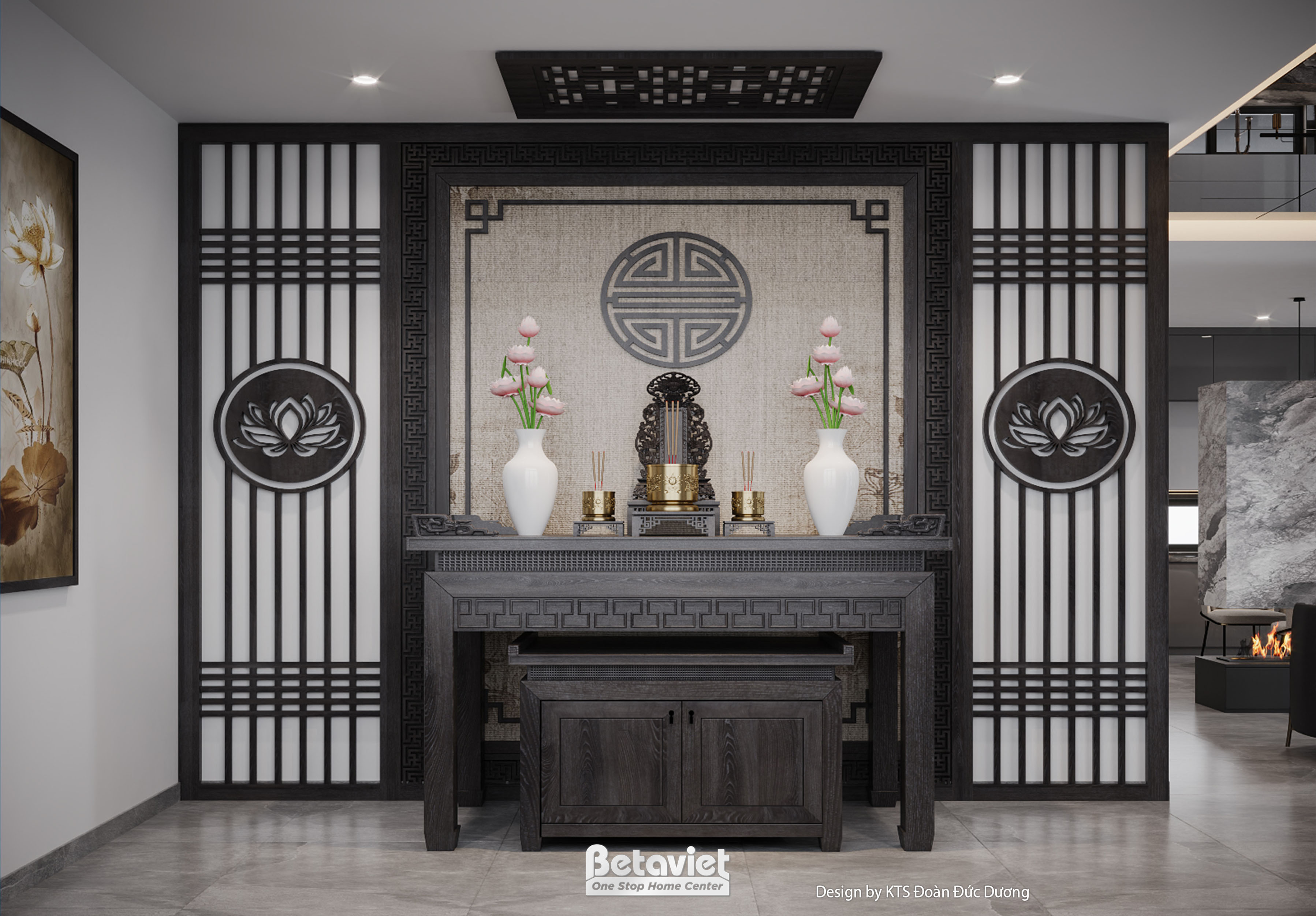 Mẫu thi công phòng thờ đẹp do đội ngũ Betaviet thực hiện