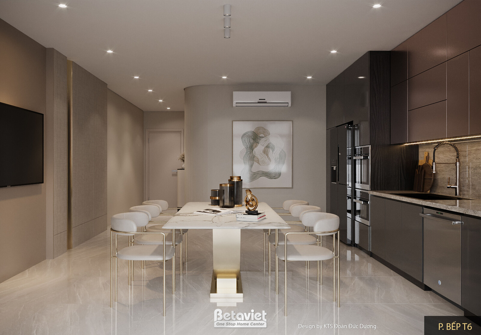 Nội thất phòng ăn biệt thự hiện đại luxury NT24587 – góc nhìn tổng thể
