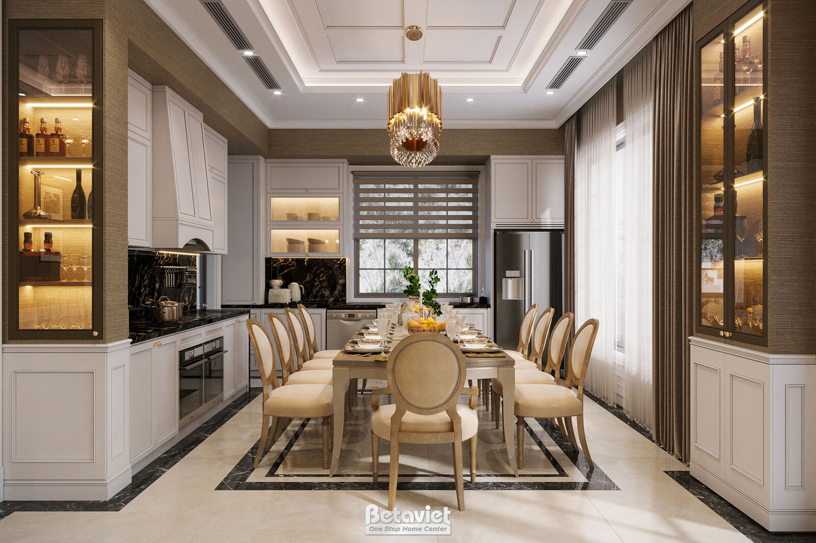 Nội thất phòng ăn biệt thự tân cổ điển NT24705 – góc nhìn 2