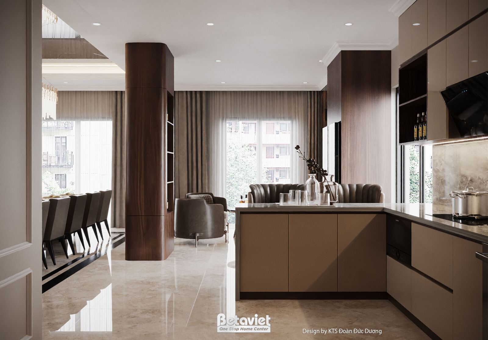 Nội thất phòng bếp biệt thự hiện đại NT24586 – góc nhìn 2