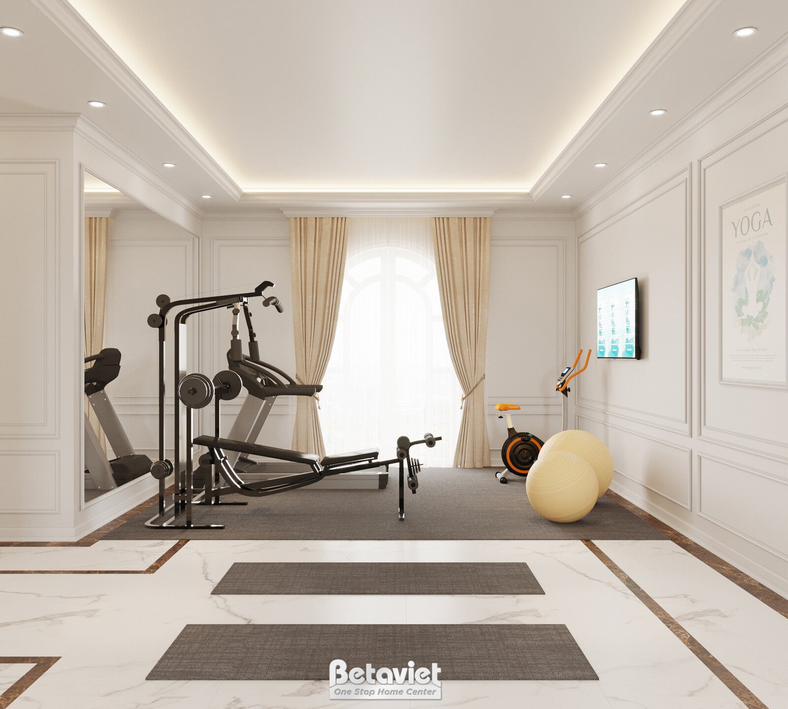 Nội thất phòng tập gym biệt thự tân cổ điển KT21181 – góc nhìn 3