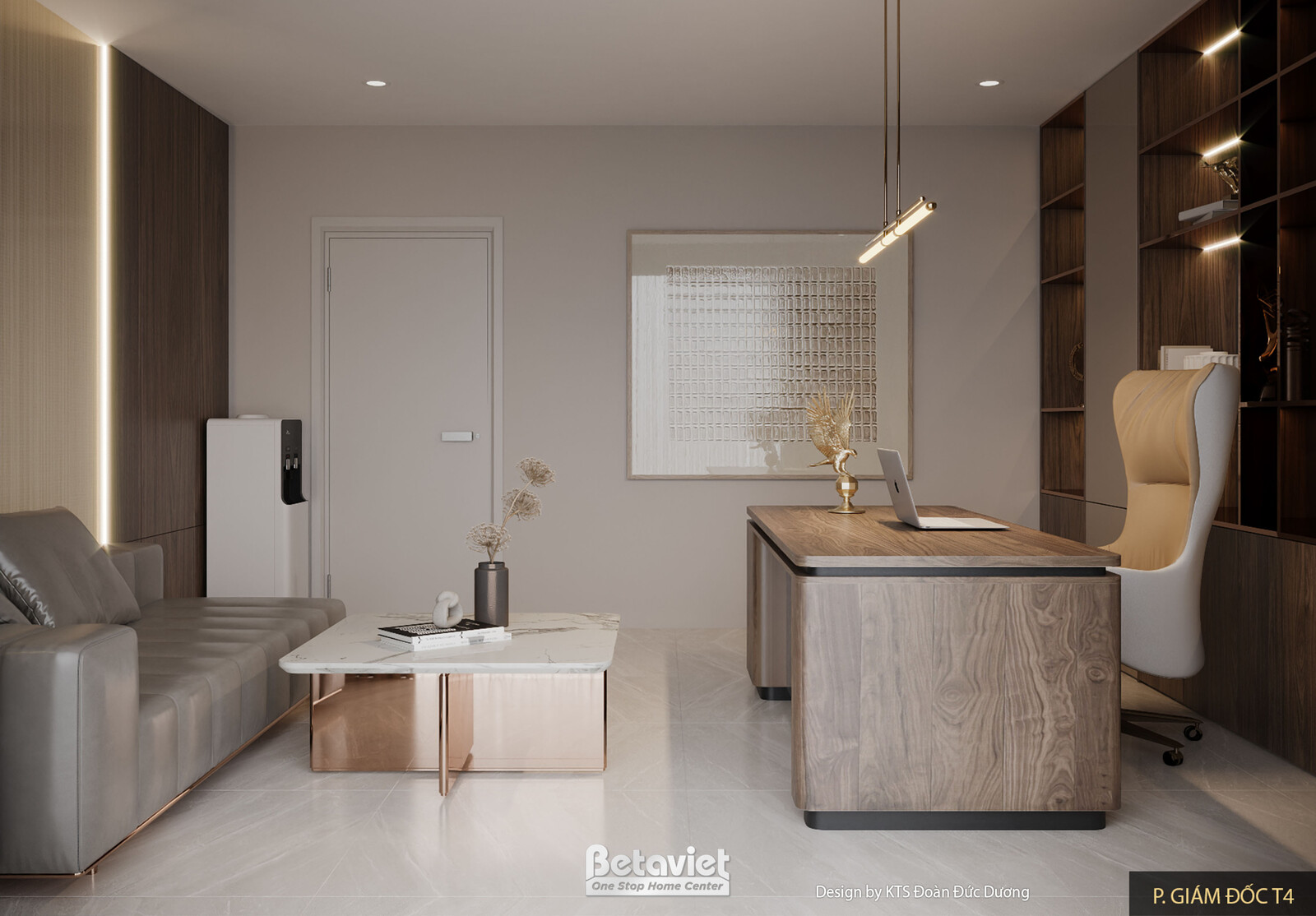 Nội thất phòng làm việc - học tập biệt thự hiện đại luxury NT24587 – góc nhìn 3