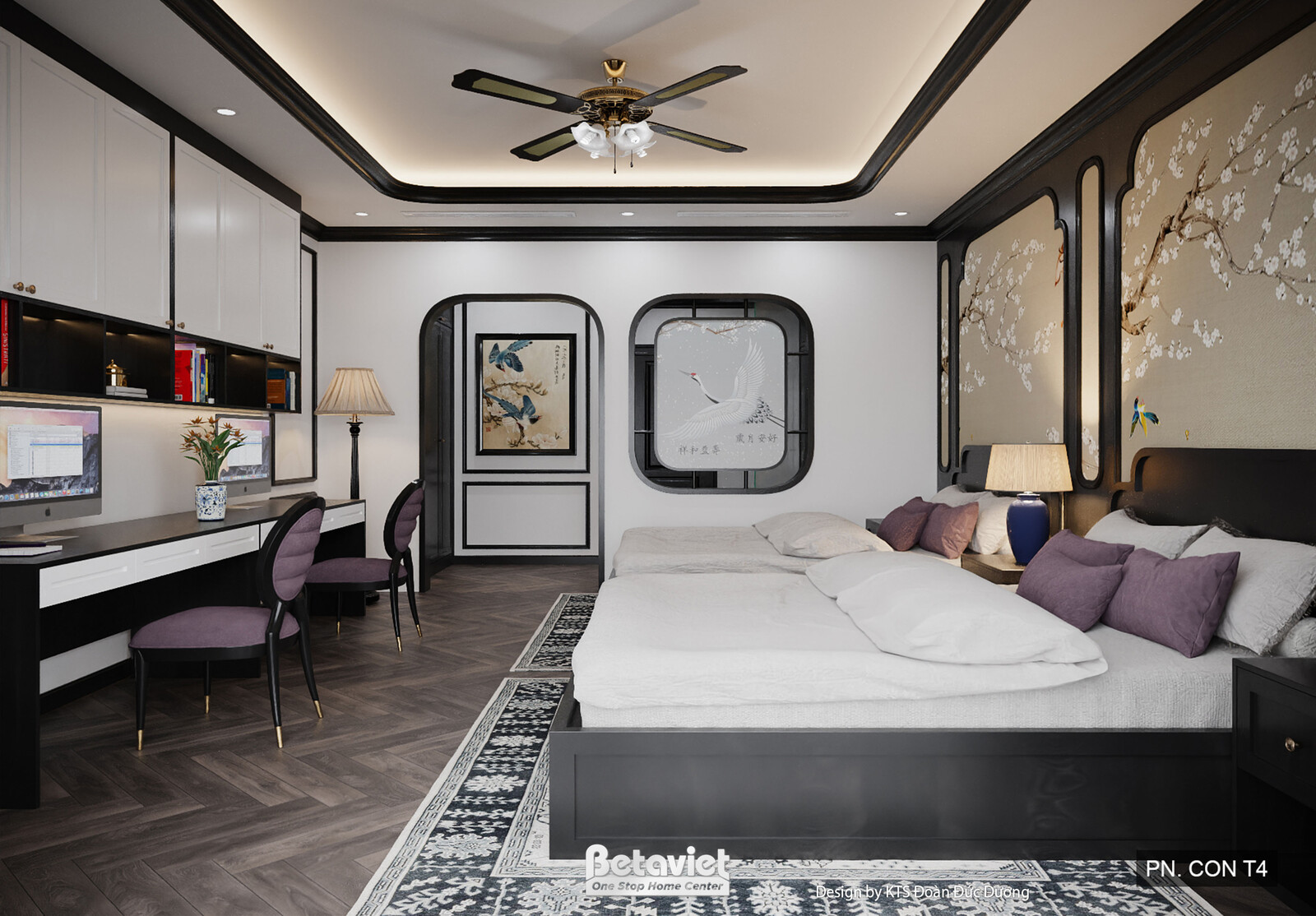 Nội thất phòng ngủ biệt thự Indochine NT24589 – góc nhìn 5