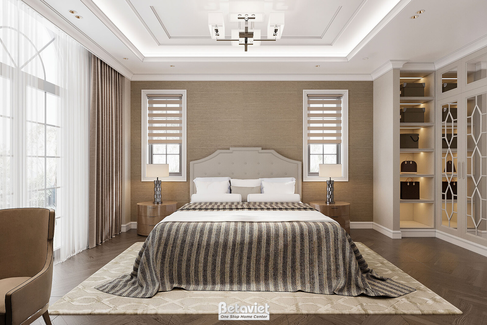 Nội thất phòng ngủ biệt thự tân cổ điển NT24705 – góc nhìn 2
