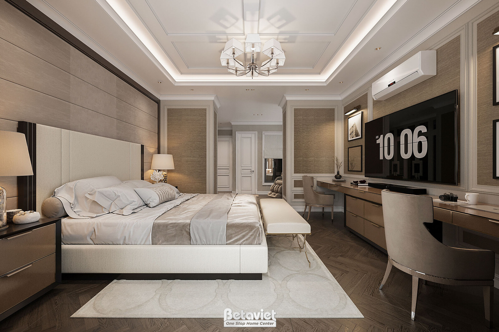 Nội thất phòng ngủ biệt thự tân cổ điển NT24705 – góc nhìn 3