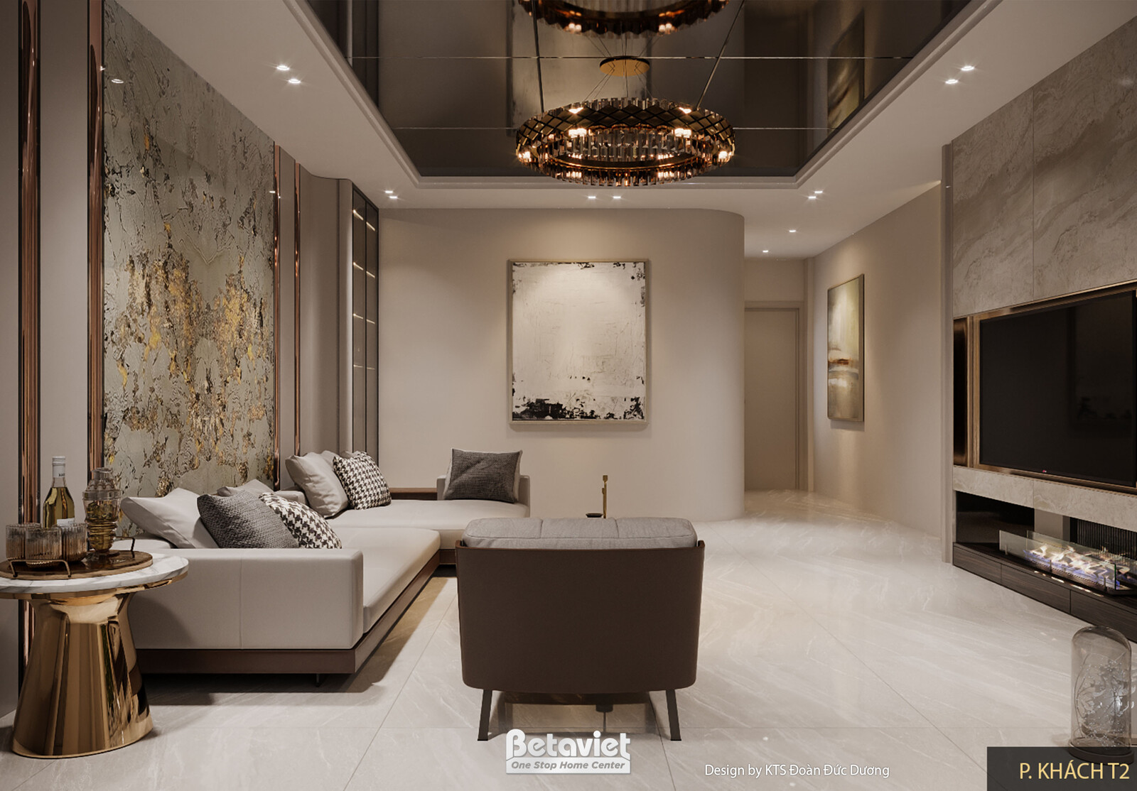 Nội thất phòng sinh hoạt chung biệt thự hiện đại luxury NT24587 – góc nhìn 3
