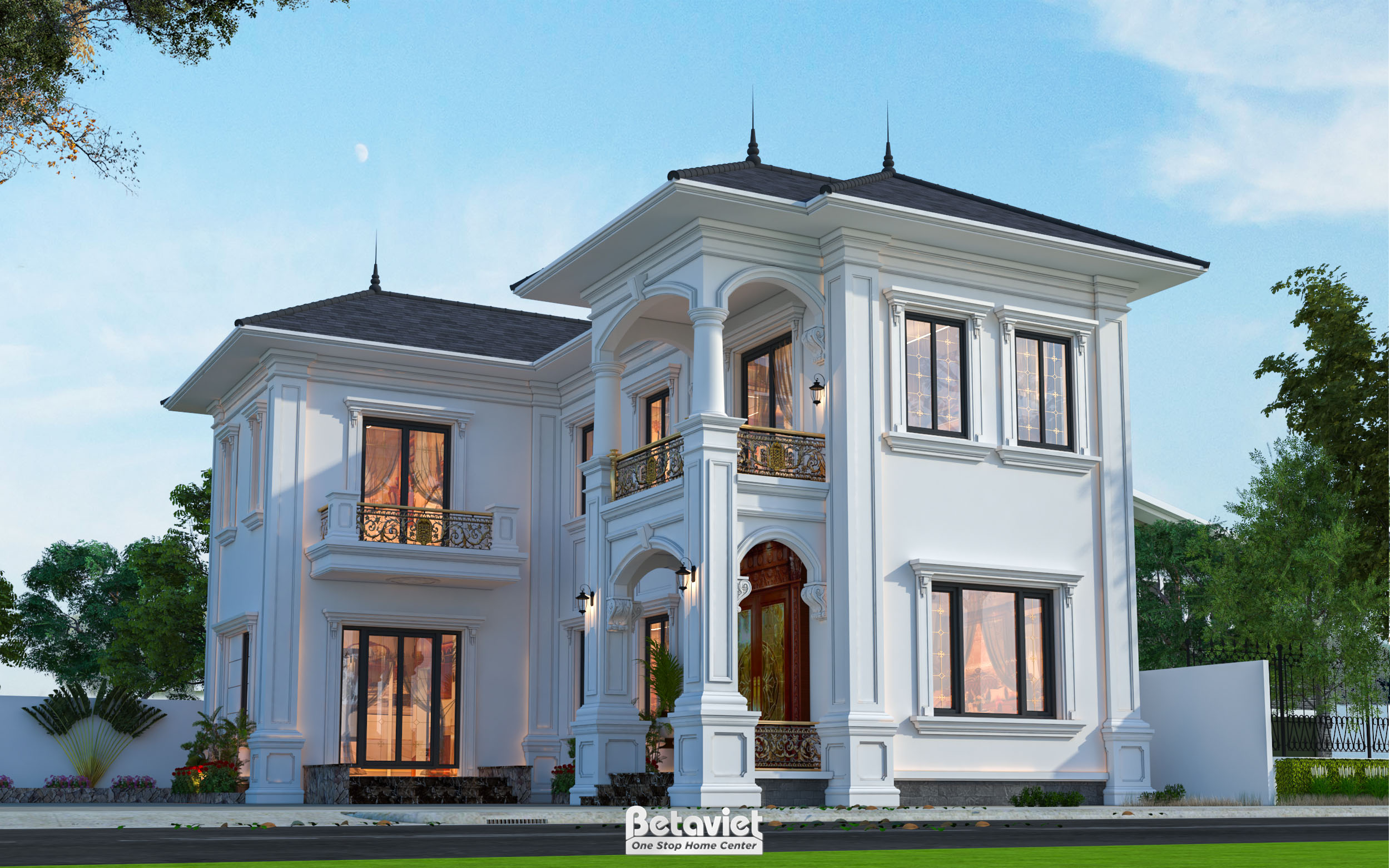 thiết kế biệt thự hình chữ 2 mặt tiền độc đáo tạo dấu ấn riêng biệt