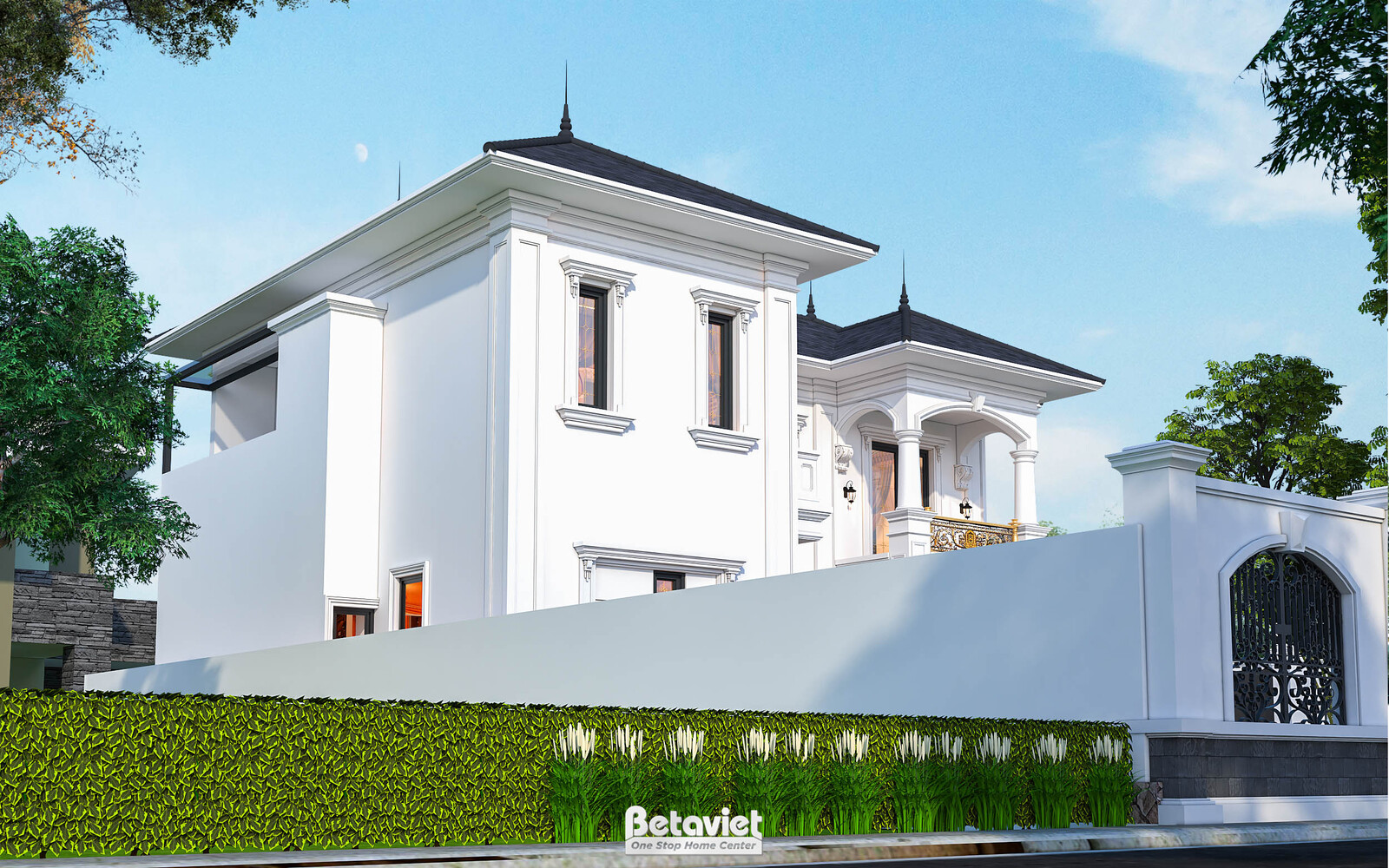 Biệt thự 2 tầng tân cổ điển KT2007985 – phối cảnh mặt tiền (5)